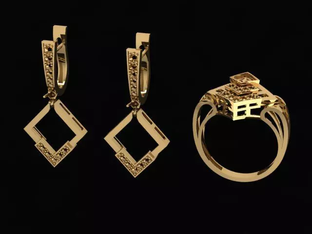 Set Ring and Earrings for 3D Models 3D print model_0