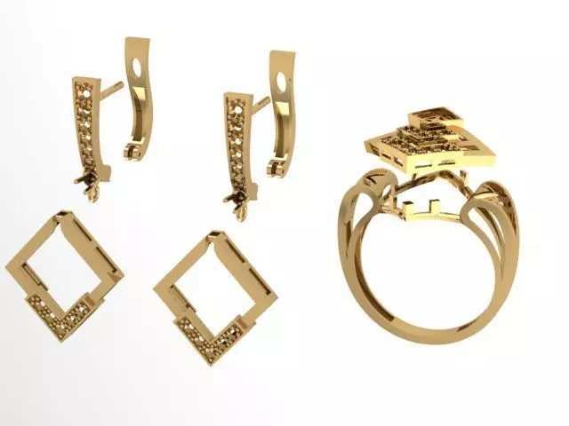 Set Ring and Earrings for 3D Models 3D print model_3