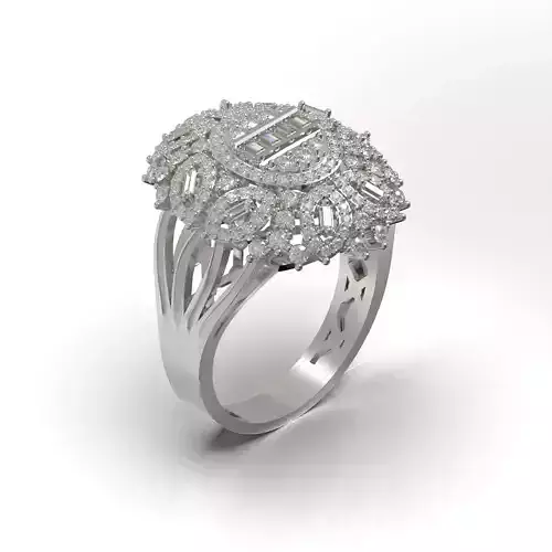 Round Baguette Ring Base 3D Printable Jewelry 3D print model