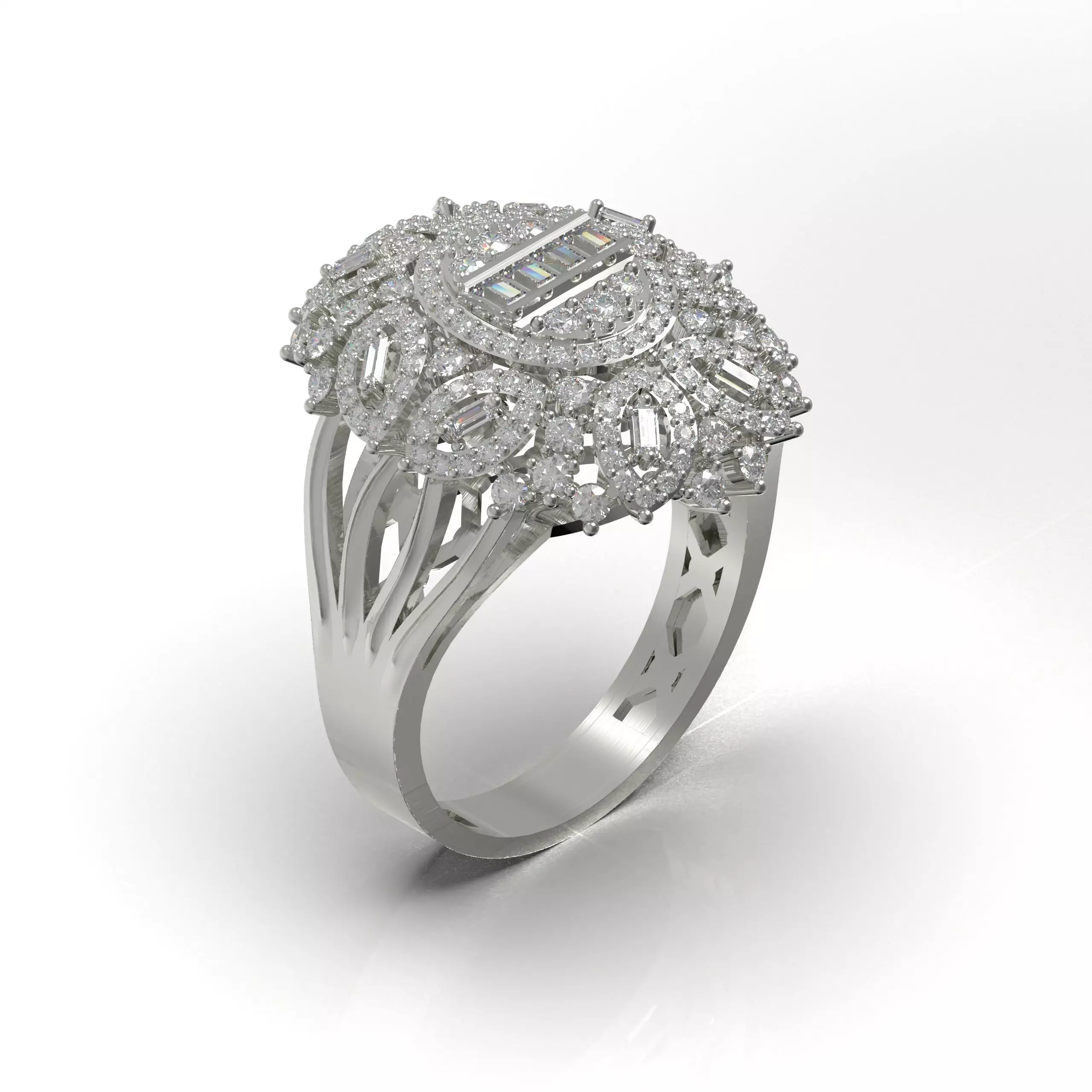 Round Baguette Ring Base 3D Printable Jewelry 3D print model_0