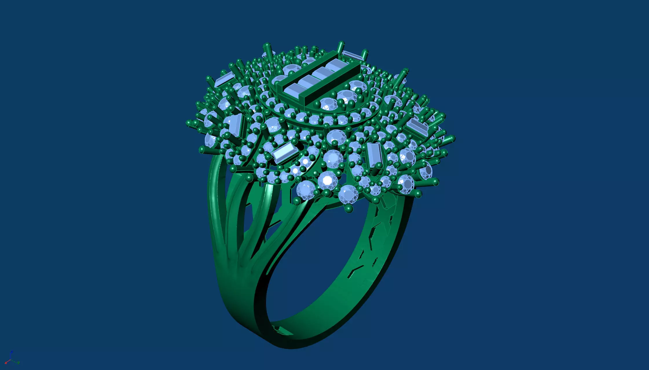 Round Baguette Ring Base 3D Printable Jewelry 3D print model_1