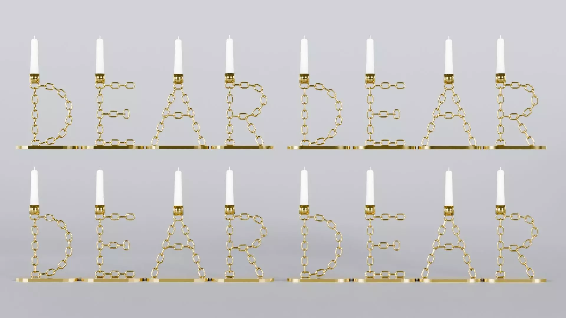 Alphabet Dear Gold Chain Candleholder 3D Model True 4K PBR Rendr Low-poly 3D model_1