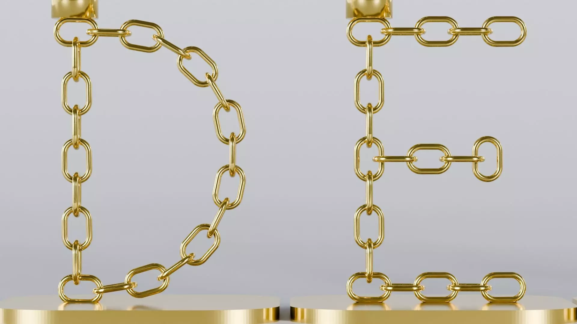 Alphabet Dear Gold Chain Candleholder 3D Model True 4K PBR Rendr Low-poly 3D model_5