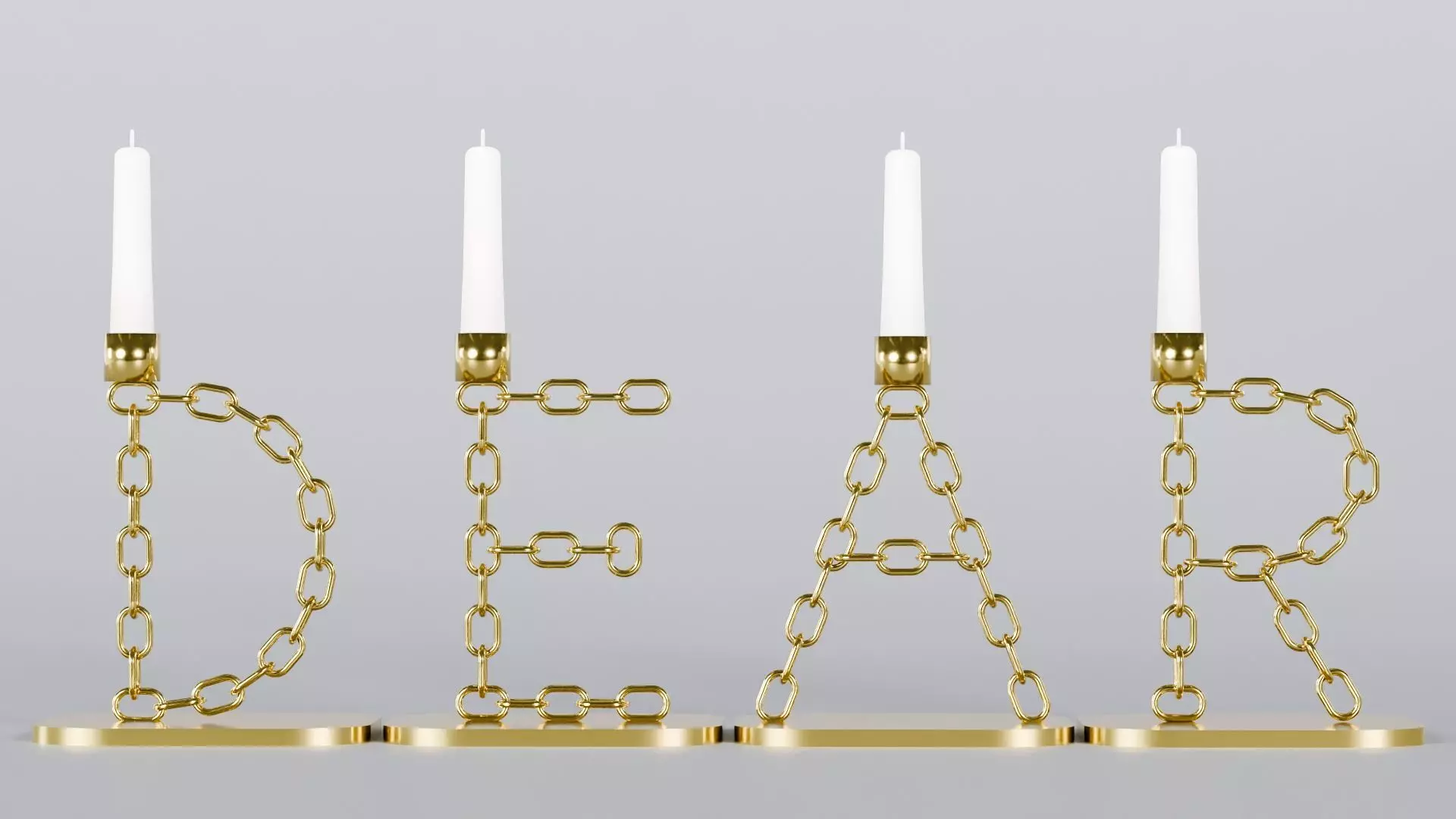 Alphabet Dear Gold Chain Candleholder 3D Model True 4K PBR Rendr Low-poly 3D model_0