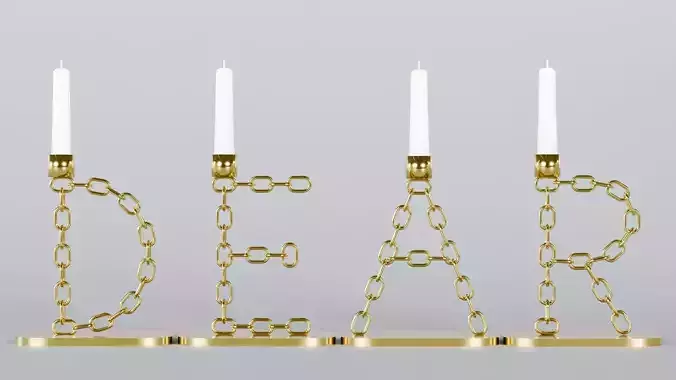 Alphabet Dear Gold Chain Candleholder 3D Model True 4K PBR Rendr Low-poly 3D model Alphabet Dear Gold Chain Candleholder 3D Model True 4K PBR Rendr Low-poly 3D model