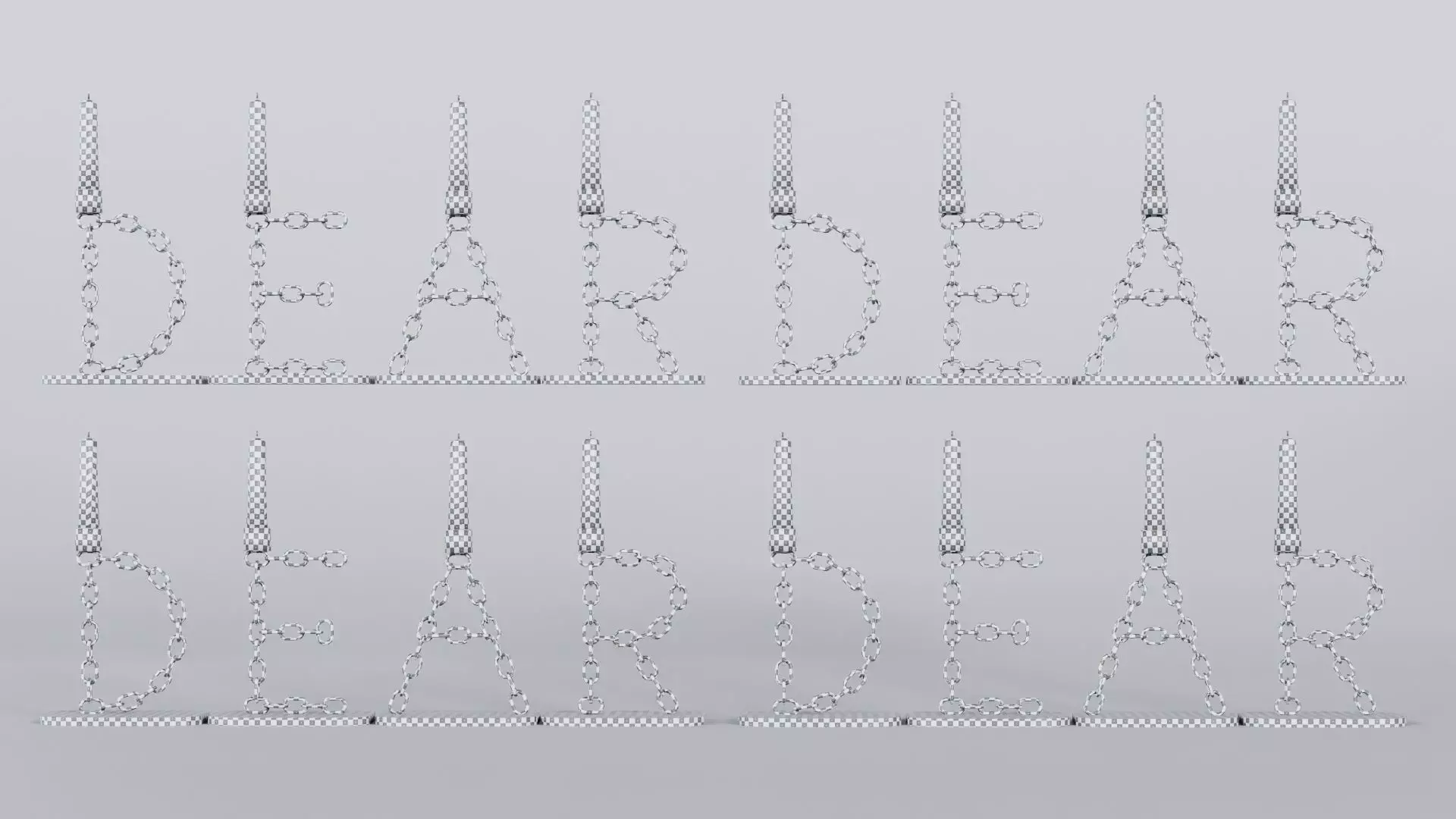 Alphabet Dear Gold Chain Candleholder 3D Model True 4K PBR Rendr Low-poly 3D model_10