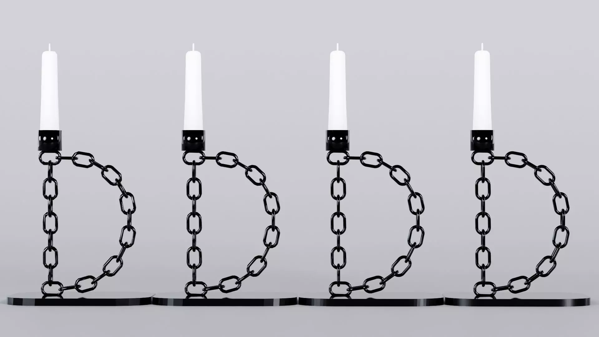 Alphabet D Chain Black Candleholder 3D Model True 4K PBR Renders Low-poly 3D model_5
