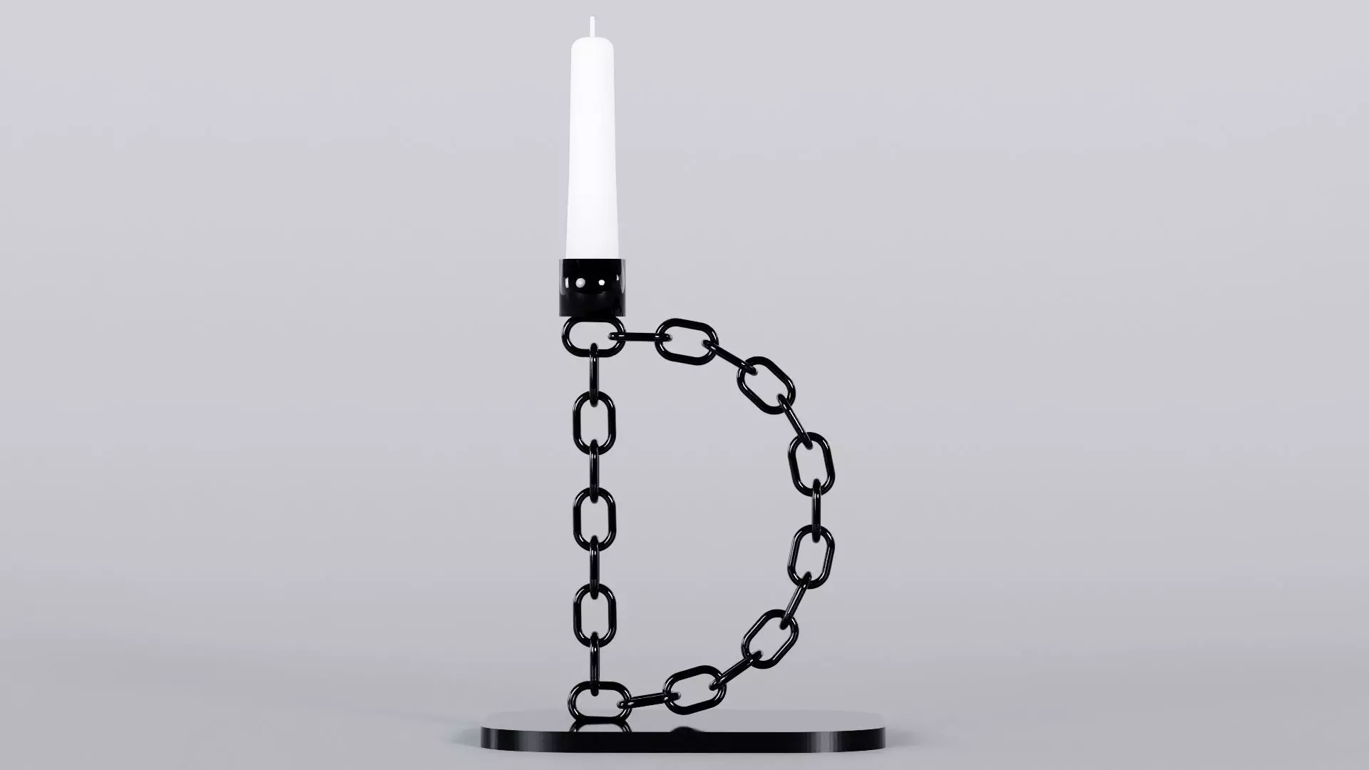 Alphabet D Chain Black Candleholder 3D Model True 4K PBR Renders Low-poly 3D model_0