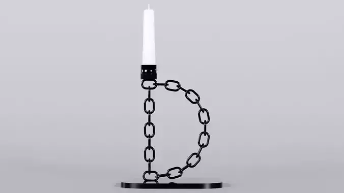 Alphabet D Chain Black Candleholder 3D Model True 4K PBR Renders Low-poly 3D model