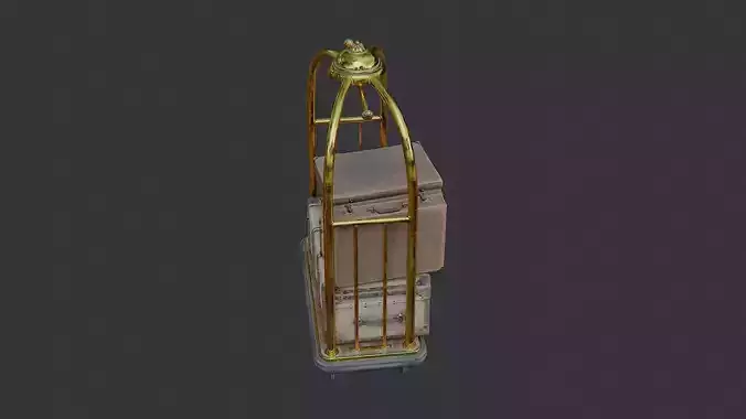 Hotel Luggage Cart with Vintage Suitcases