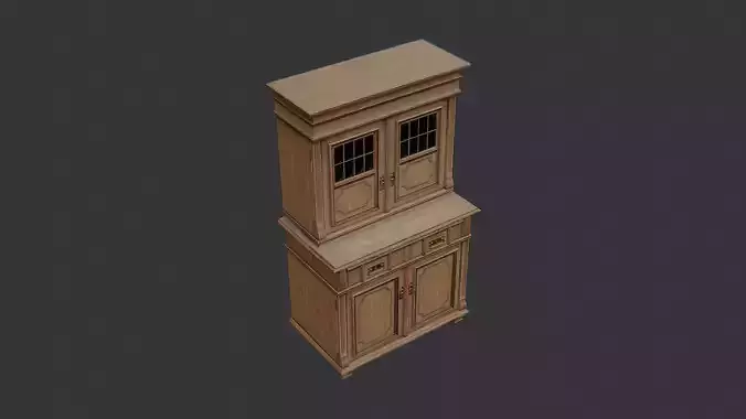 Wooden Kitchen Hutch with Glass Upper Cabinets