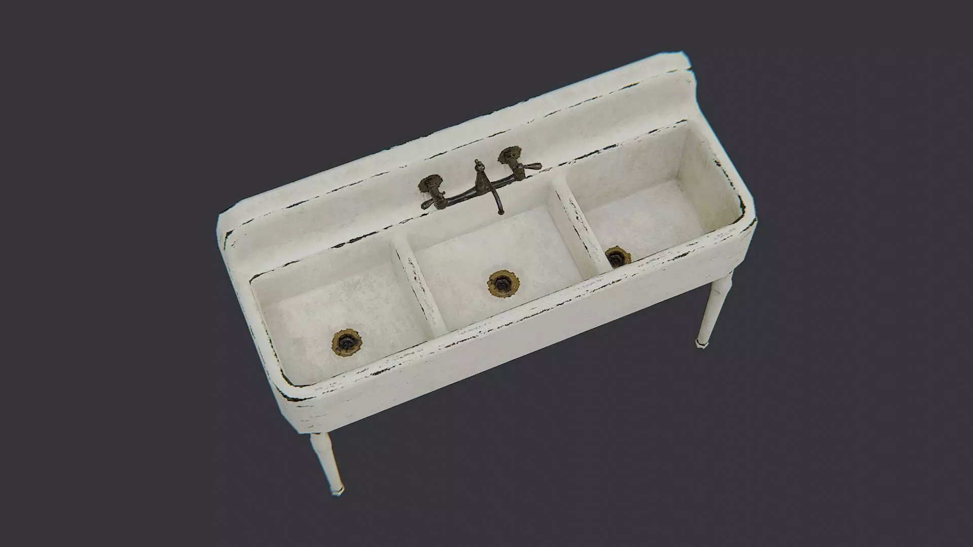 Porcelain Kitchen Sink with Pedestal Low-poly 3D model_4