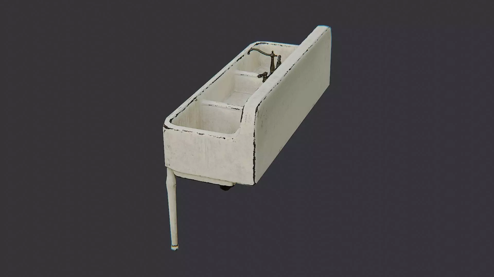 Porcelain Kitchen Sink with Pedestal Low-poly 3D model_3