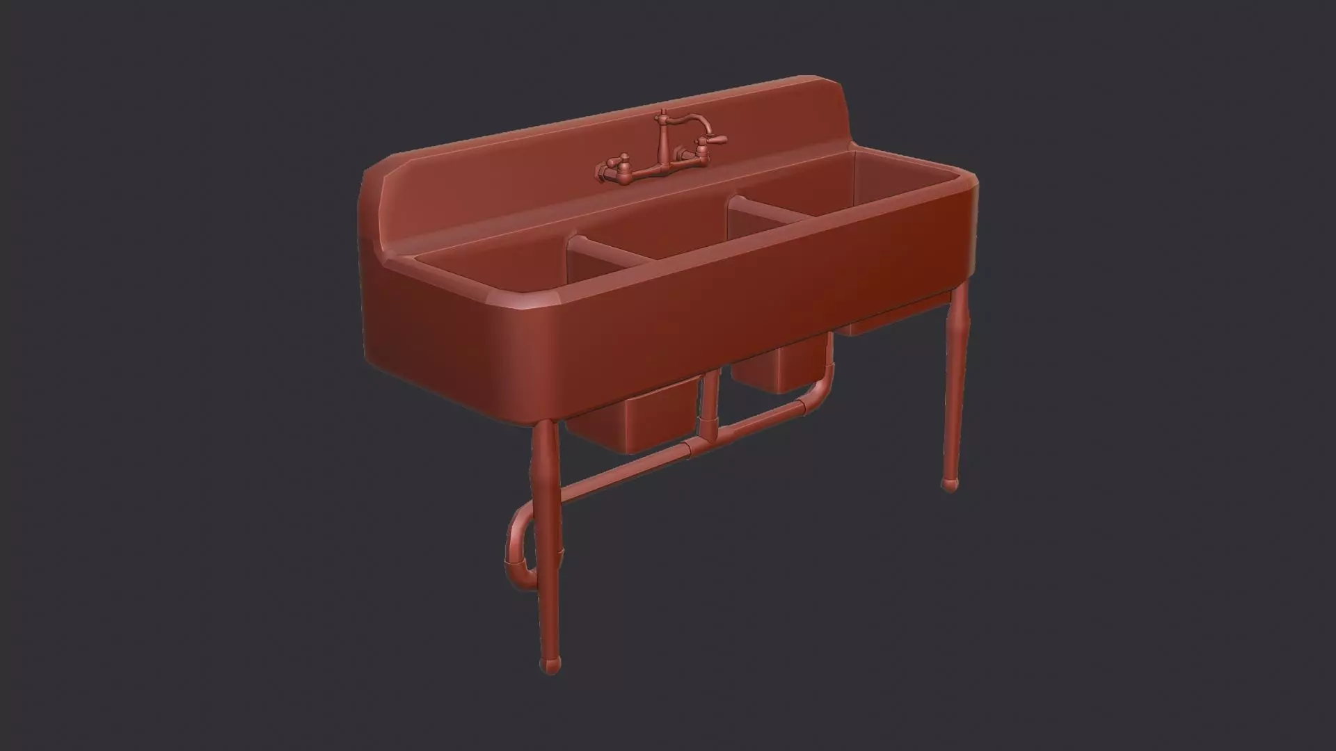 Porcelain Kitchen Sink with Pedestal Low-poly 3D model_6