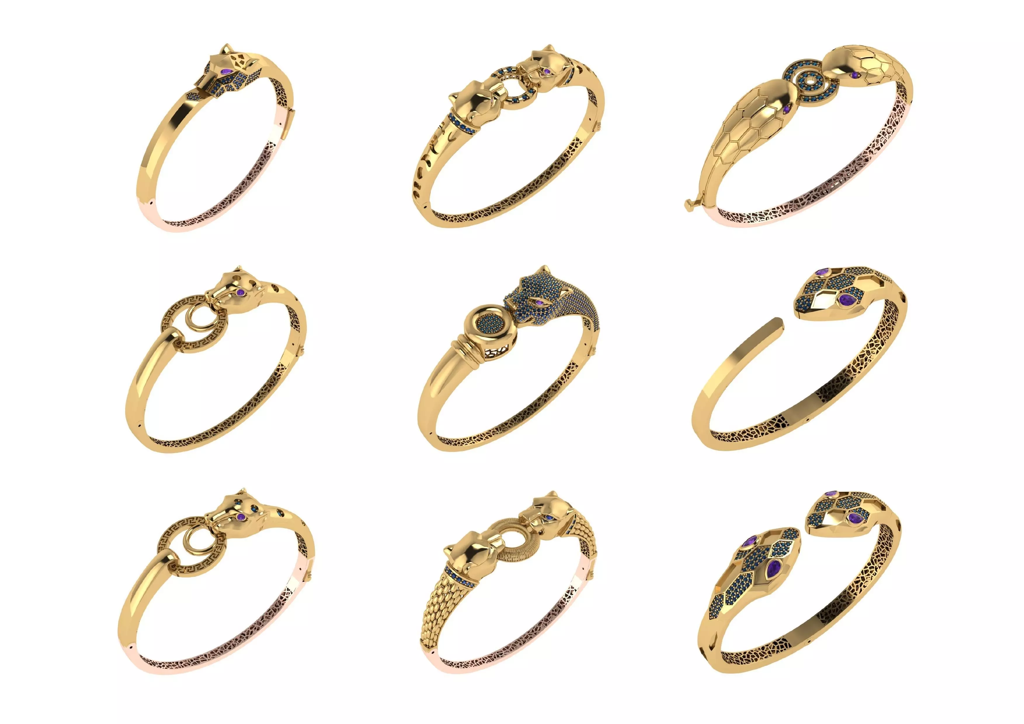 collection animals bracelets pack 100 3D print model_7