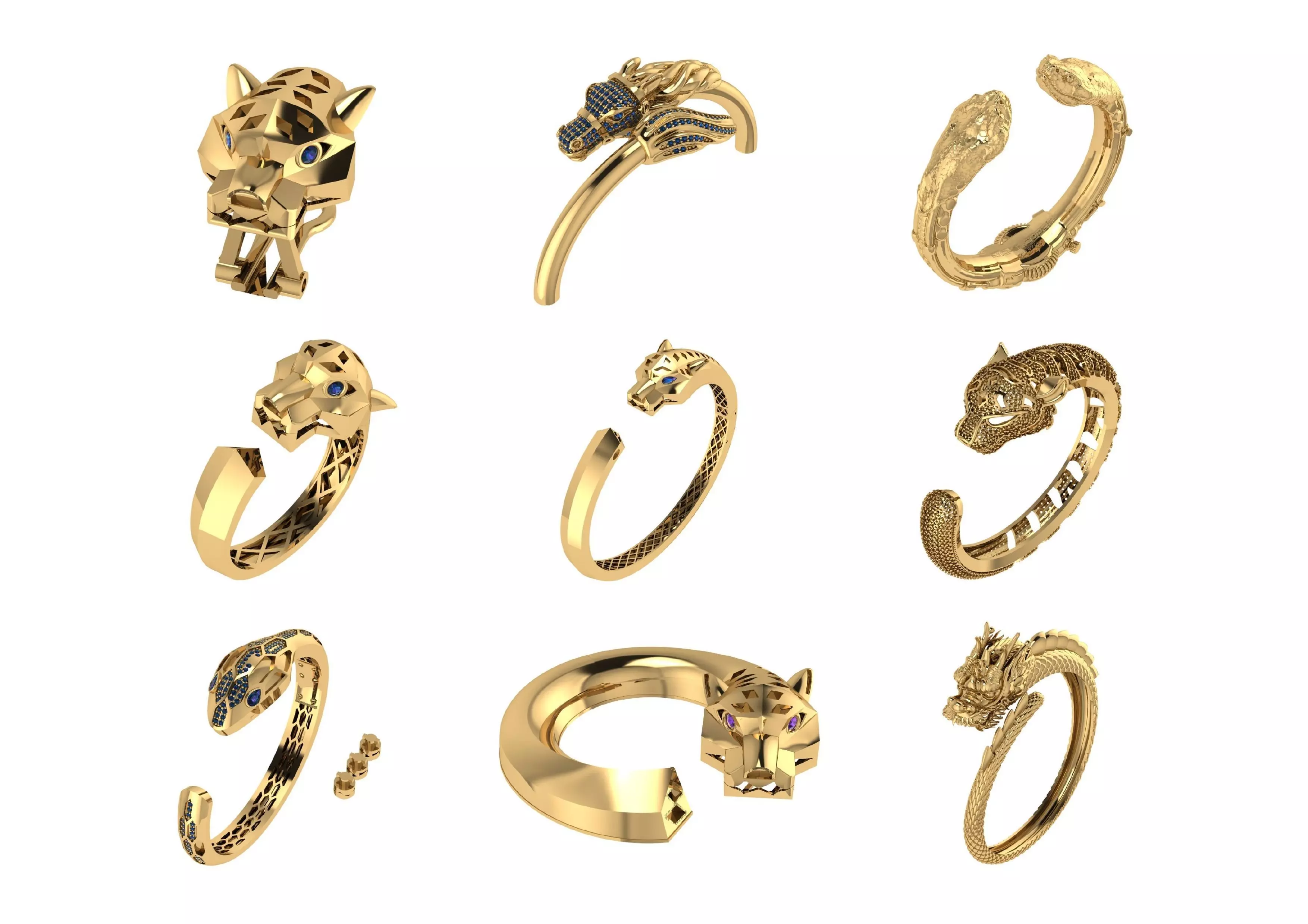 collection animals bracelets pack 100 3D print model_10