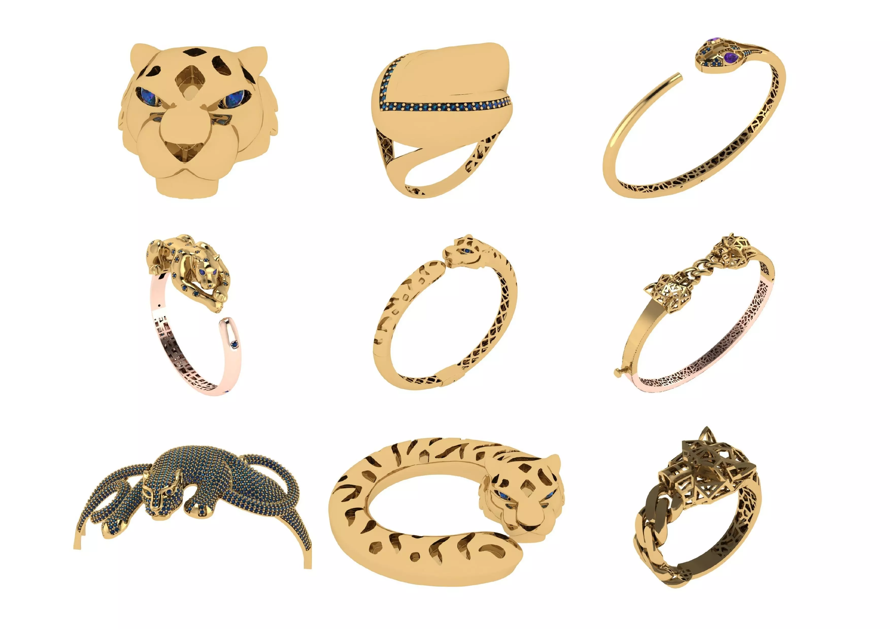 collection animals bracelets pack 100 3D print model_12
