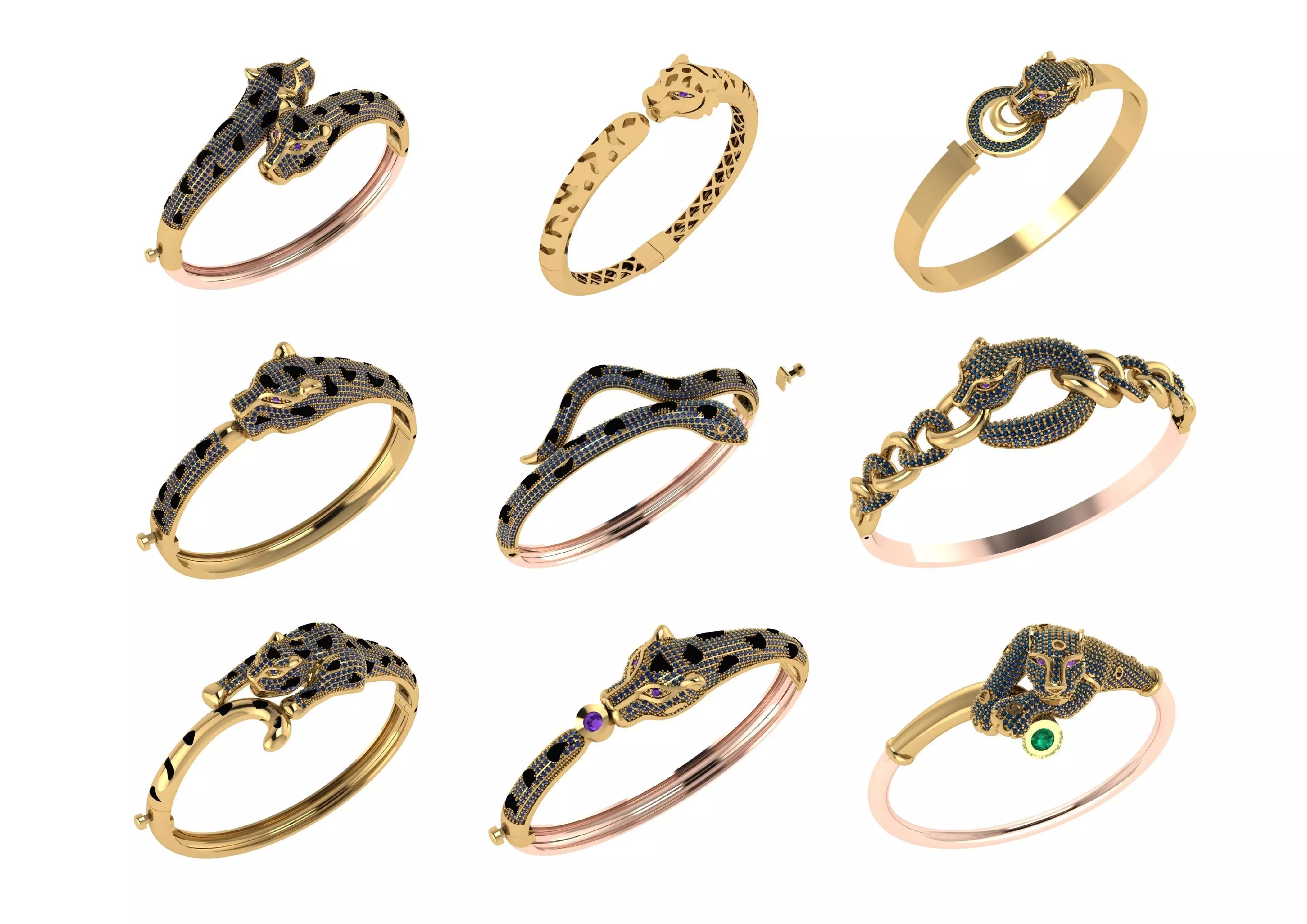 collection animals bracelets pack 100 3D print model_3