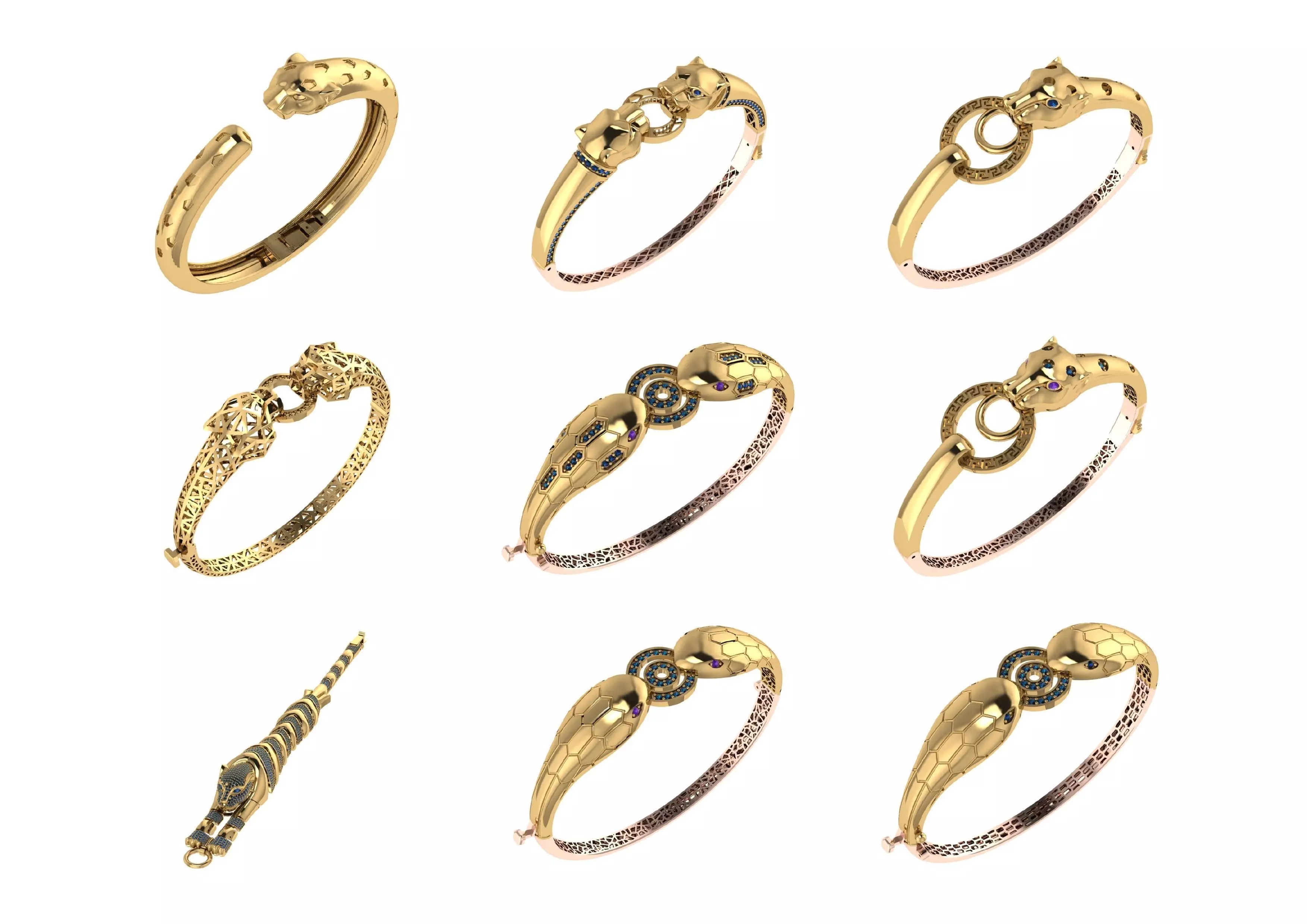 collection animals bracelets pack 100 3D print model_6