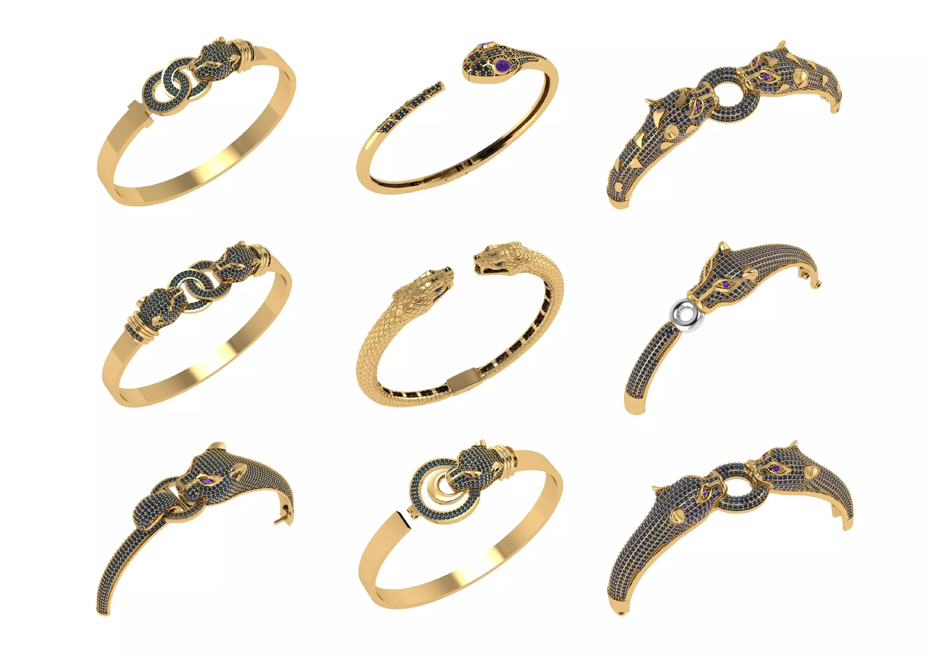 collection animals bracelets pack 100 3D print model_4