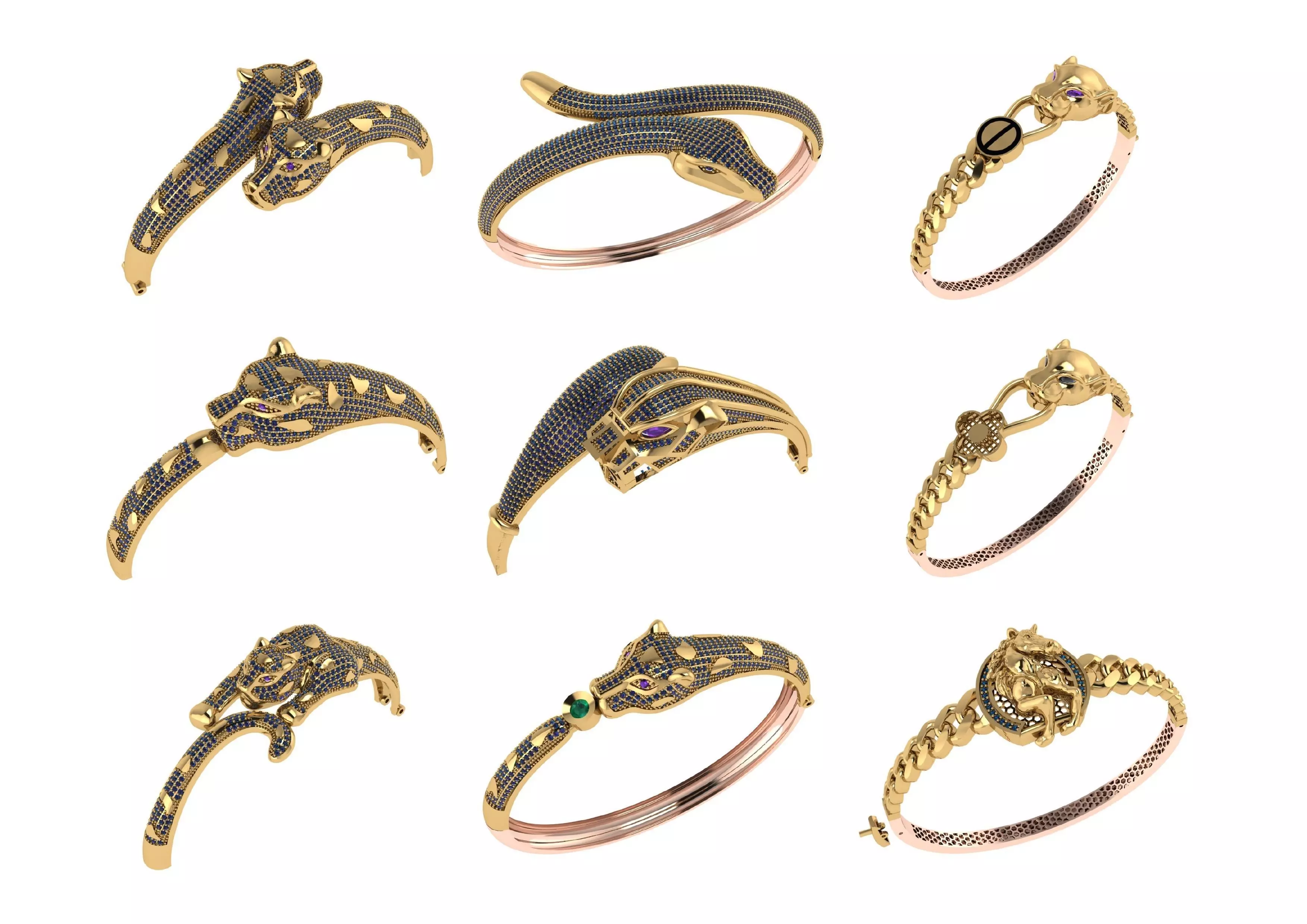 collection animals bracelets pack 100 3D print model_5