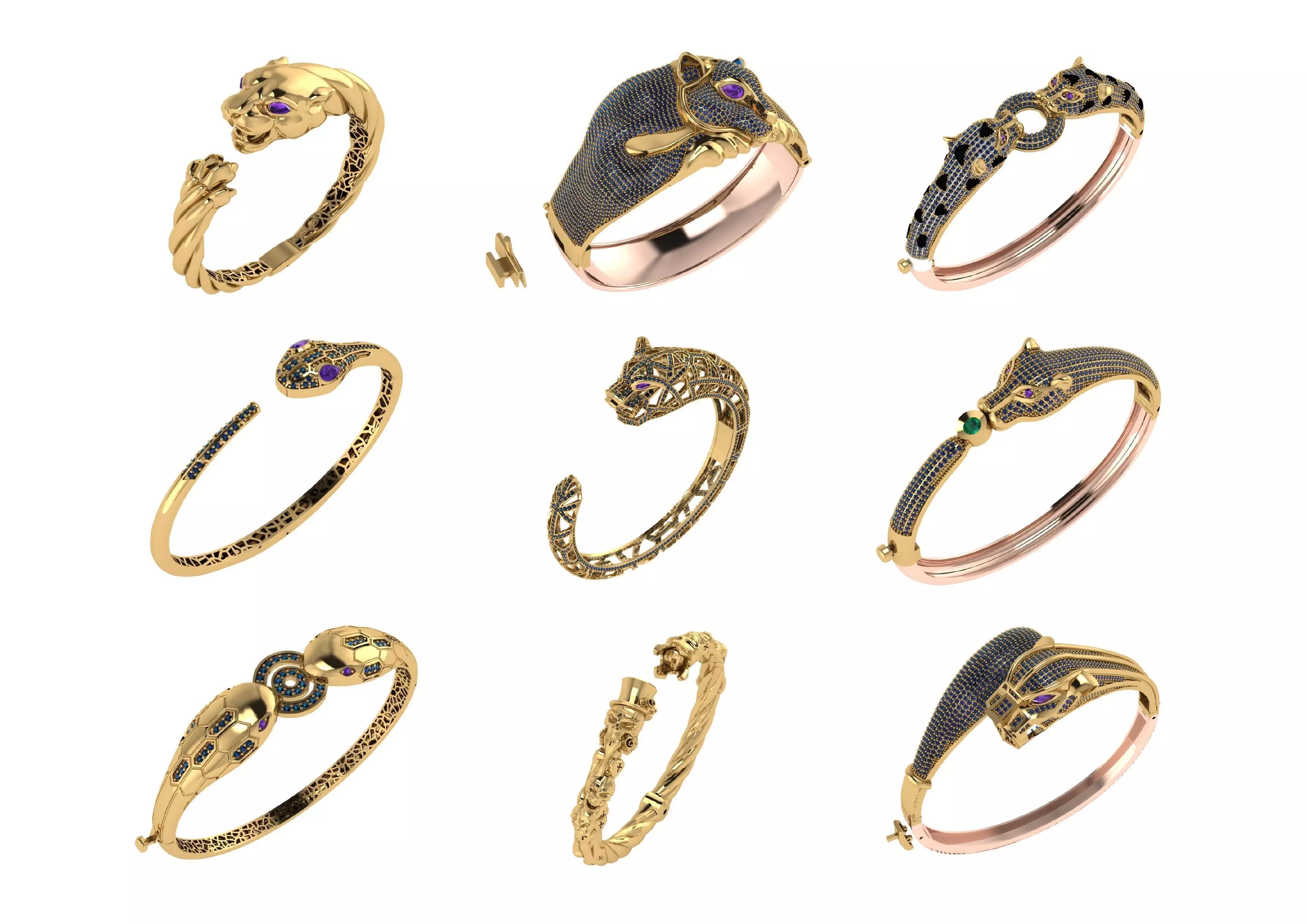 collection animals bracelets pack 100 3D print model_2