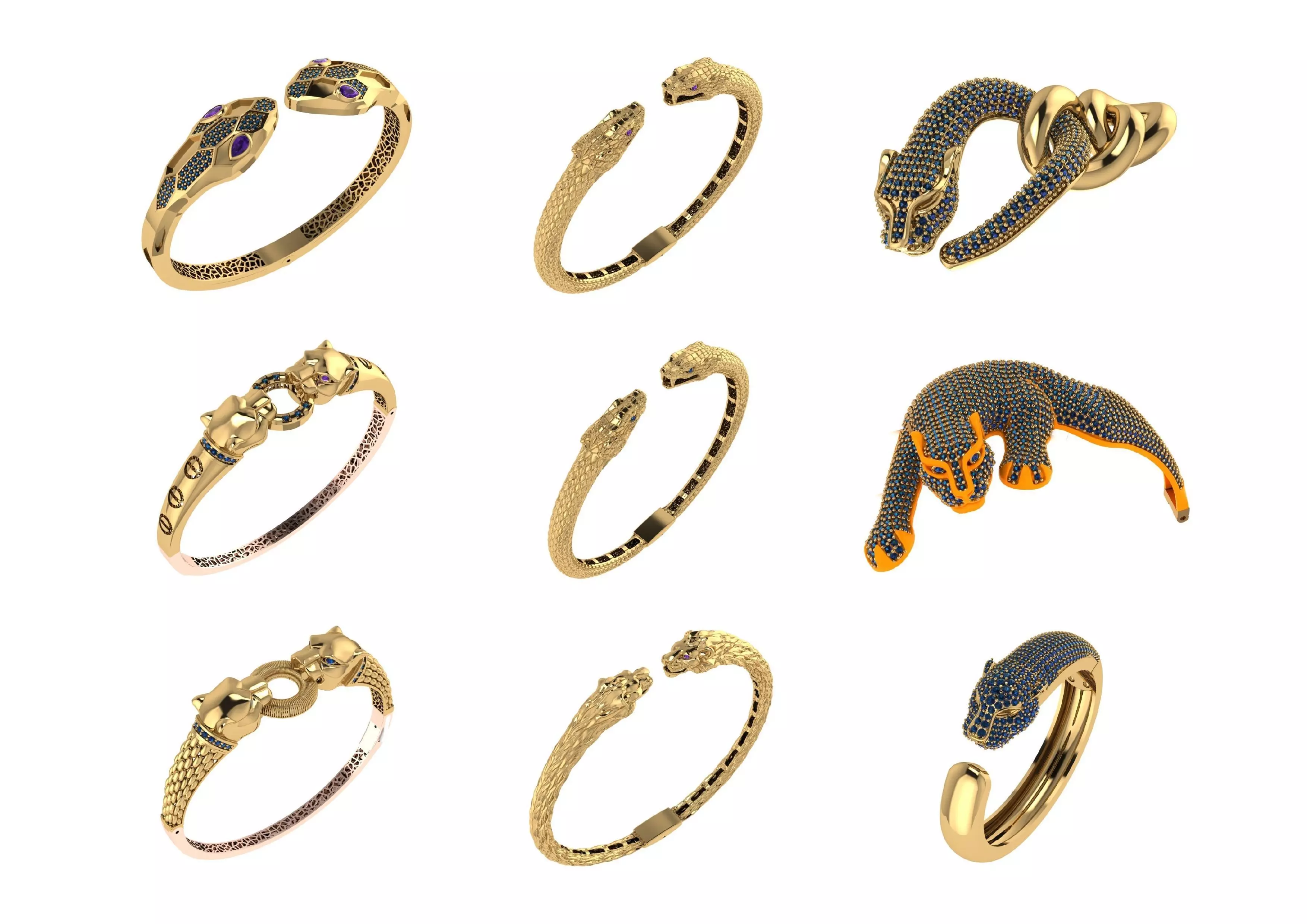collection animals bracelets pack 100 3D print model_11