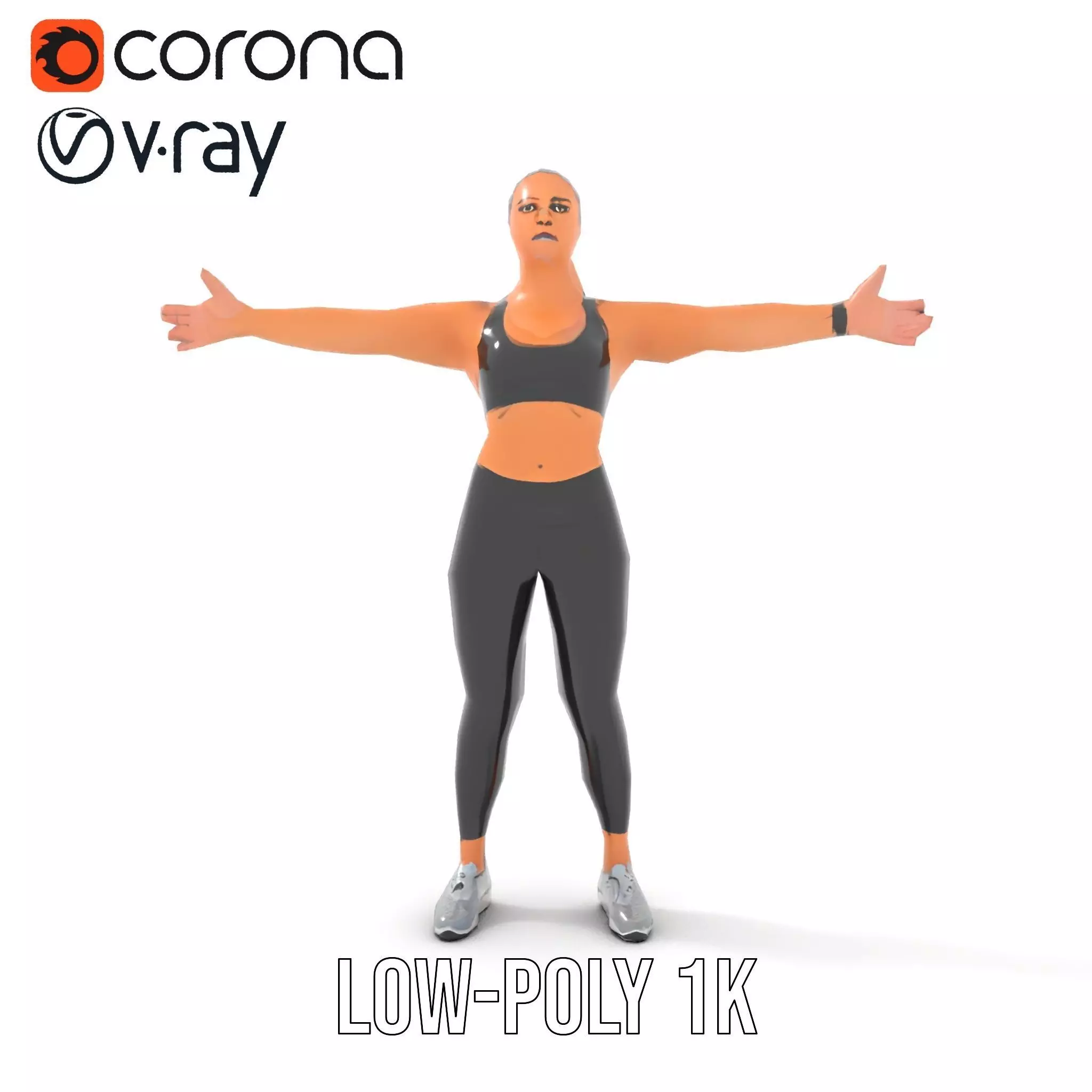 Athletic Fitness Woman model pack Low-poly 3D model_7