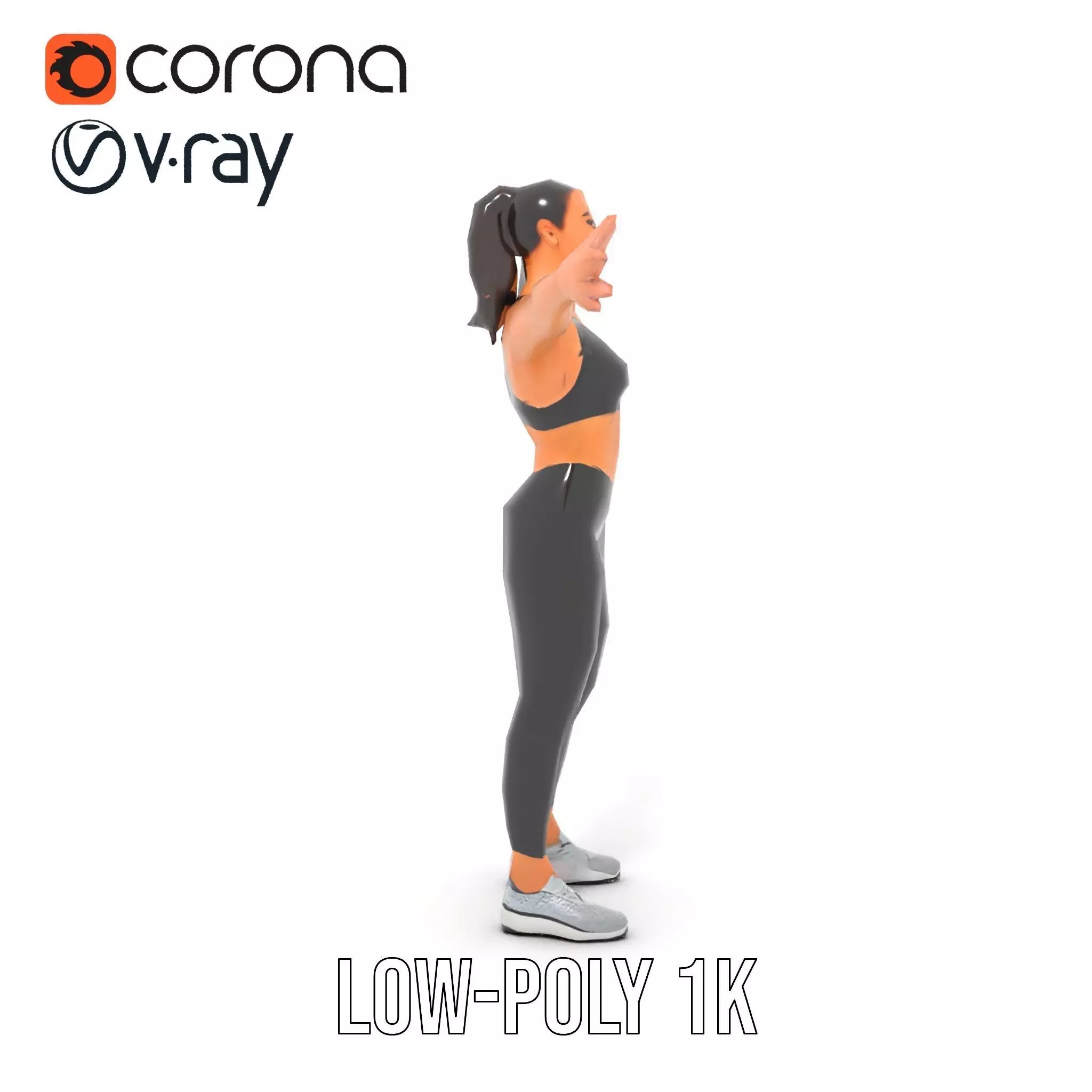 Athletic Fitness Woman model pack Low-poly 3D model_25