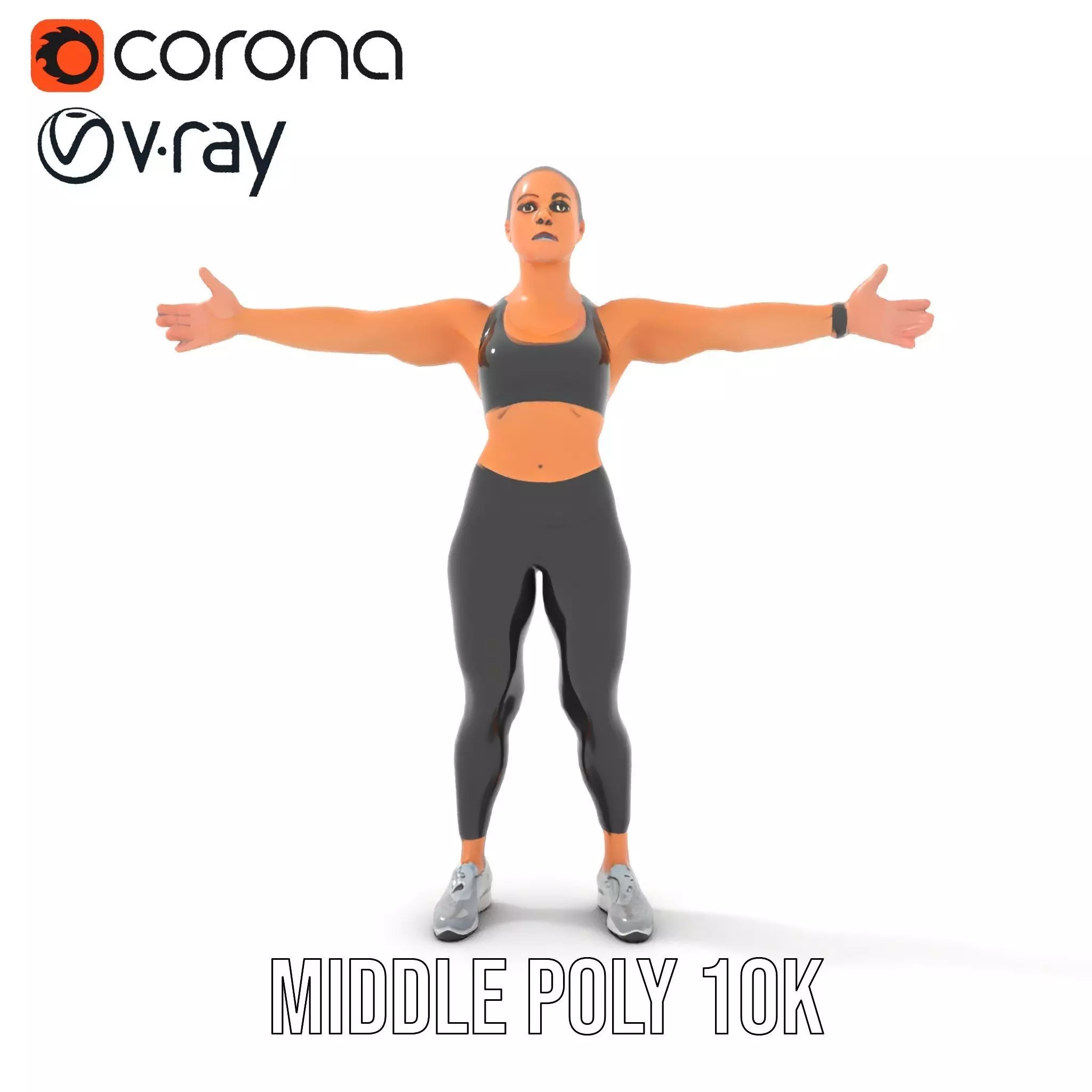 Athletic Fitness Woman model pack Low-poly 3D model_22