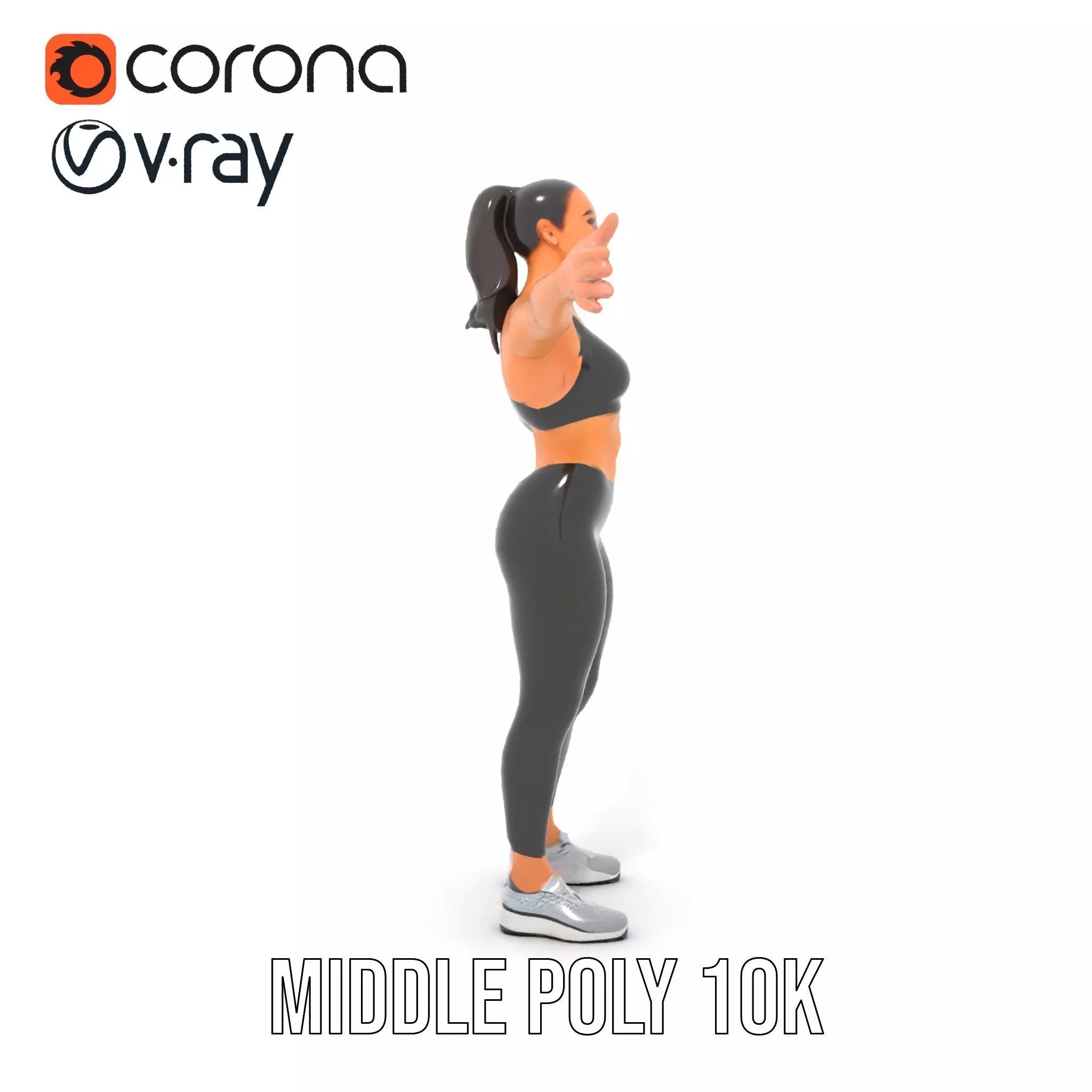 Athletic Fitness Woman model pack Low-poly 3D model_11