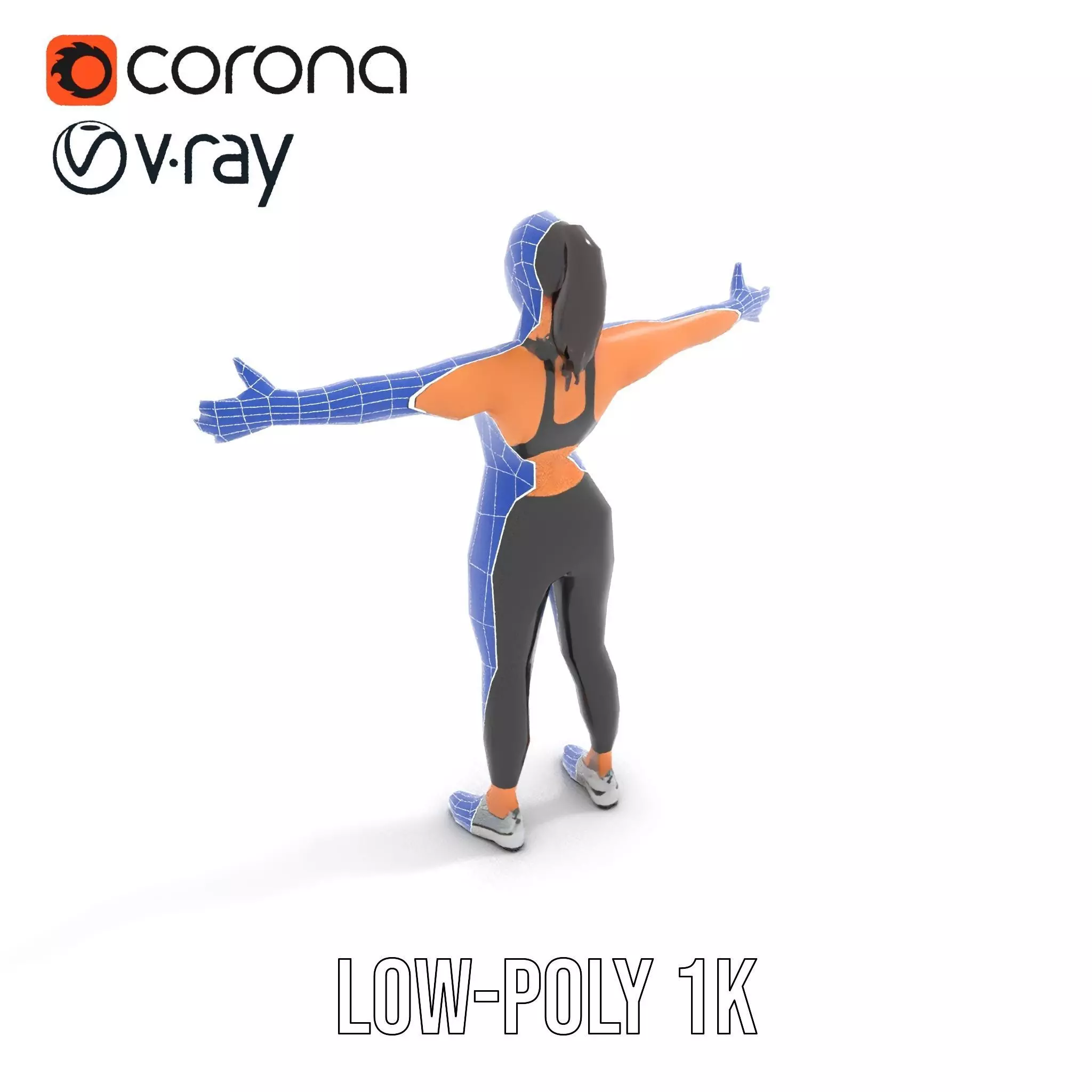 Athletic Fitness Woman model pack Low-poly 3D model_9