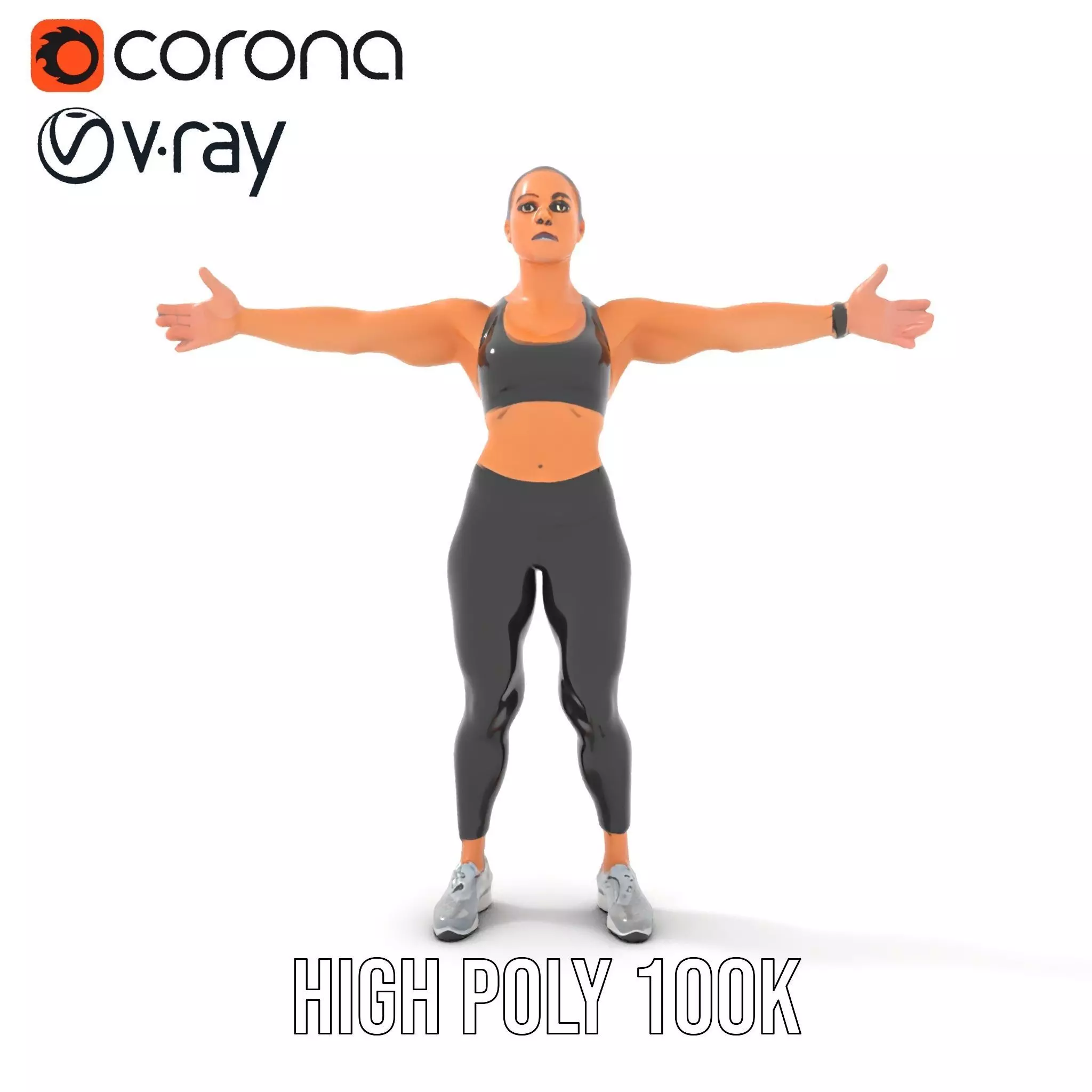 Athletic Fitness Woman model pack Low-poly 3D model_32
