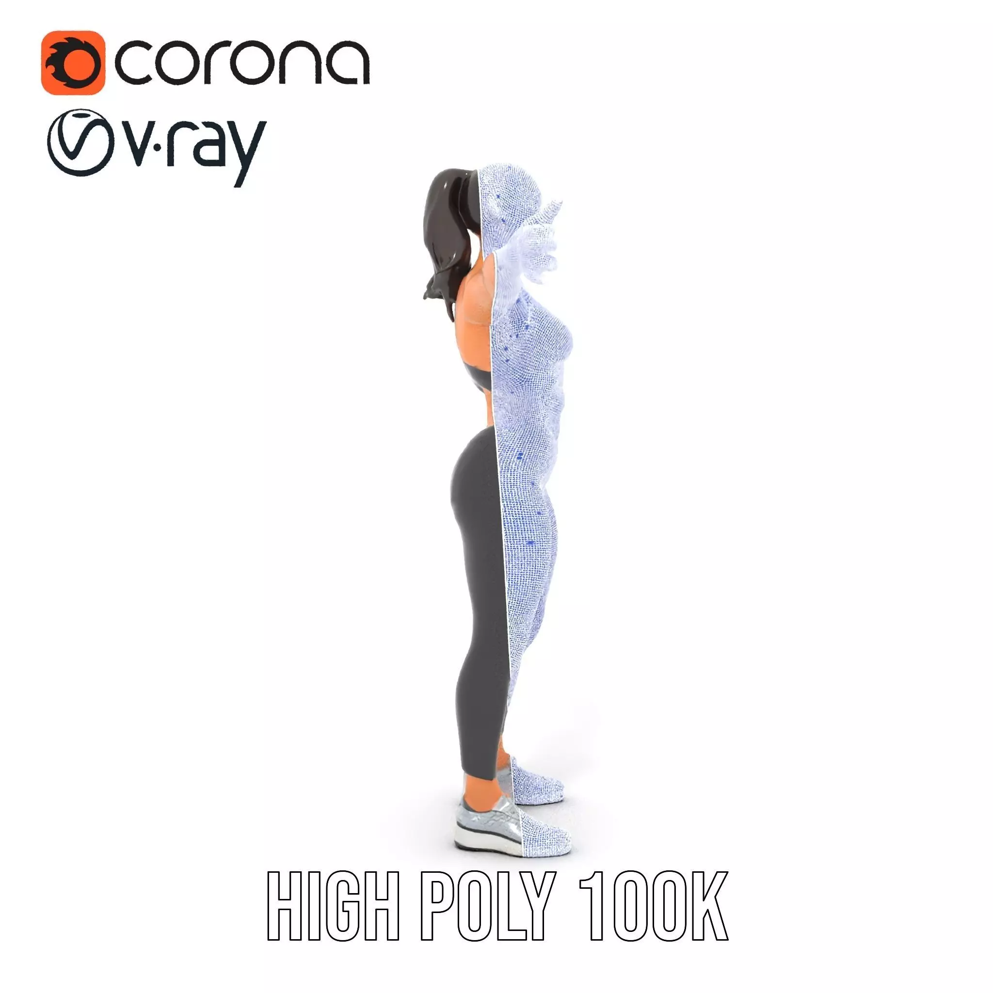 Athletic Fitness Woman model pack Low-poly 3D model_34