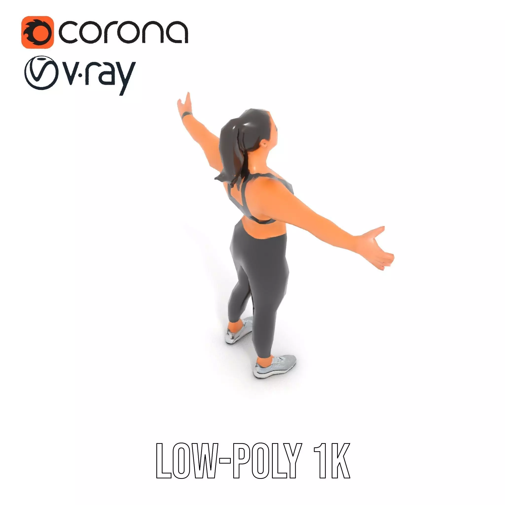 Athletic Fitness Woman model pack Low-poly 3D model_14