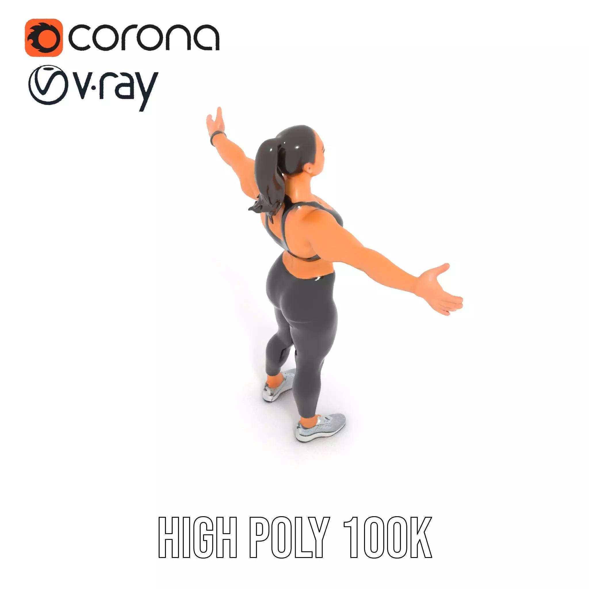 Athletic Fitness Woman model pack Low-poly 3D model_15