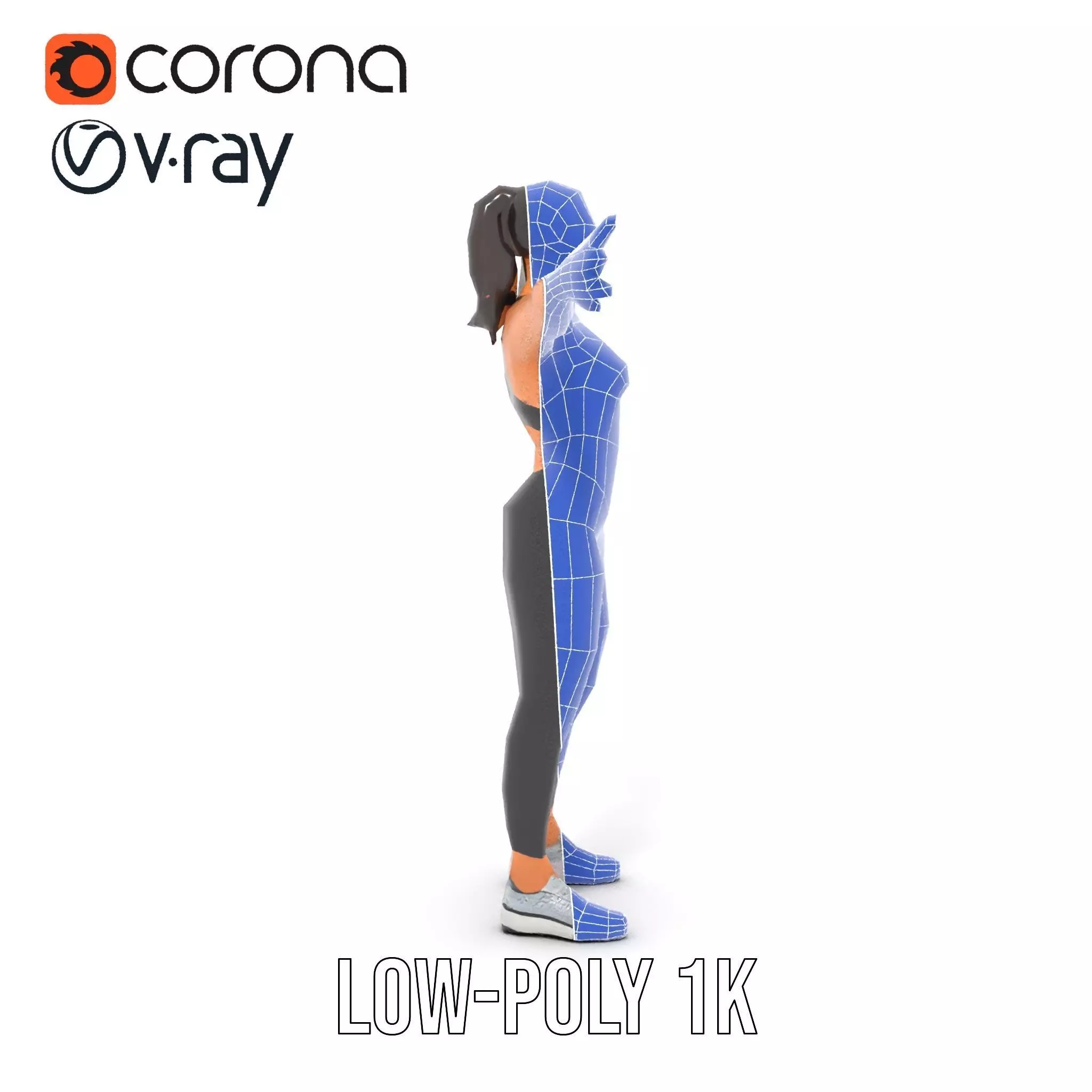 Athletic Fitness Woman model pack Low-poly 3D model_23