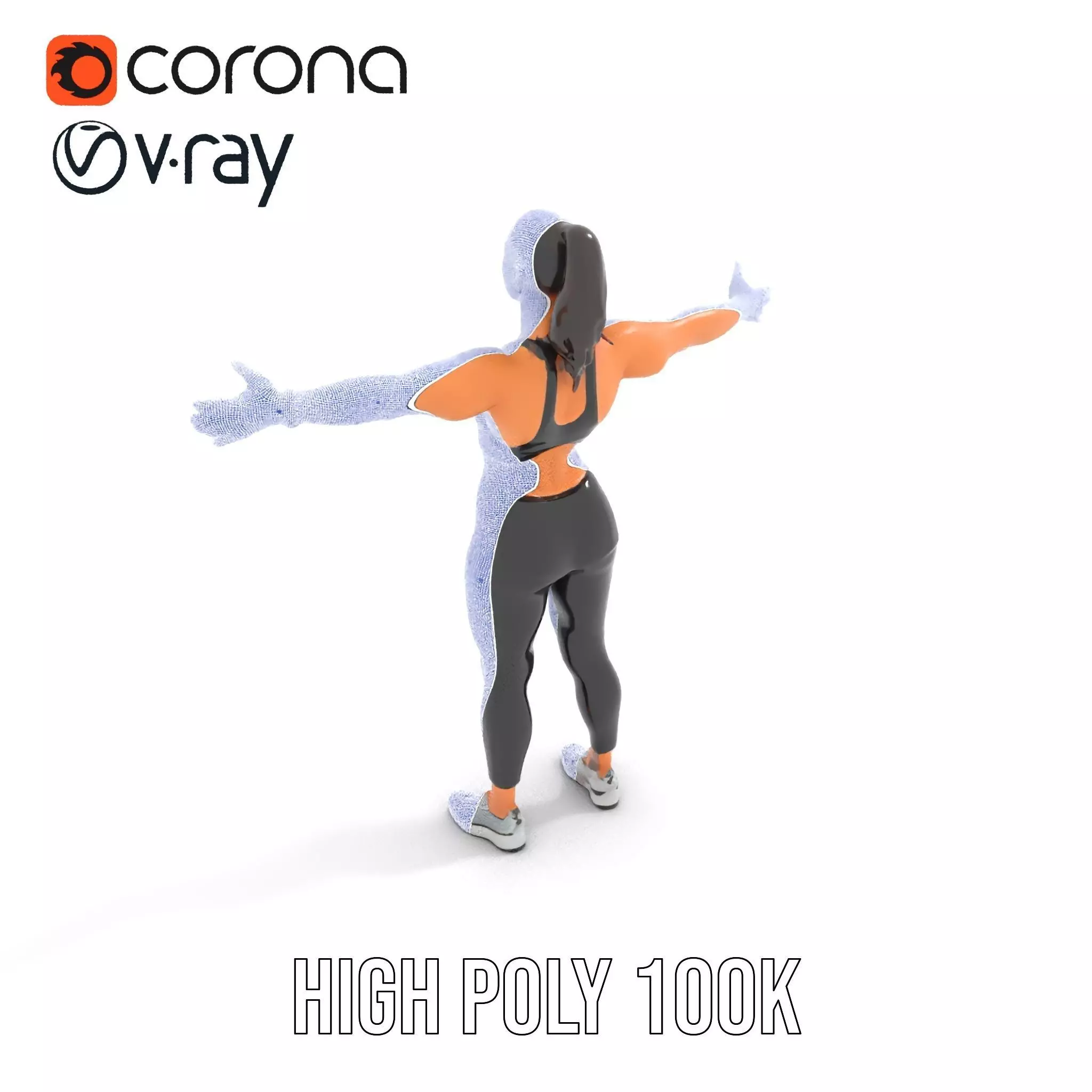 Athletic Fitness Woman model pack Low-poly 3D model_21