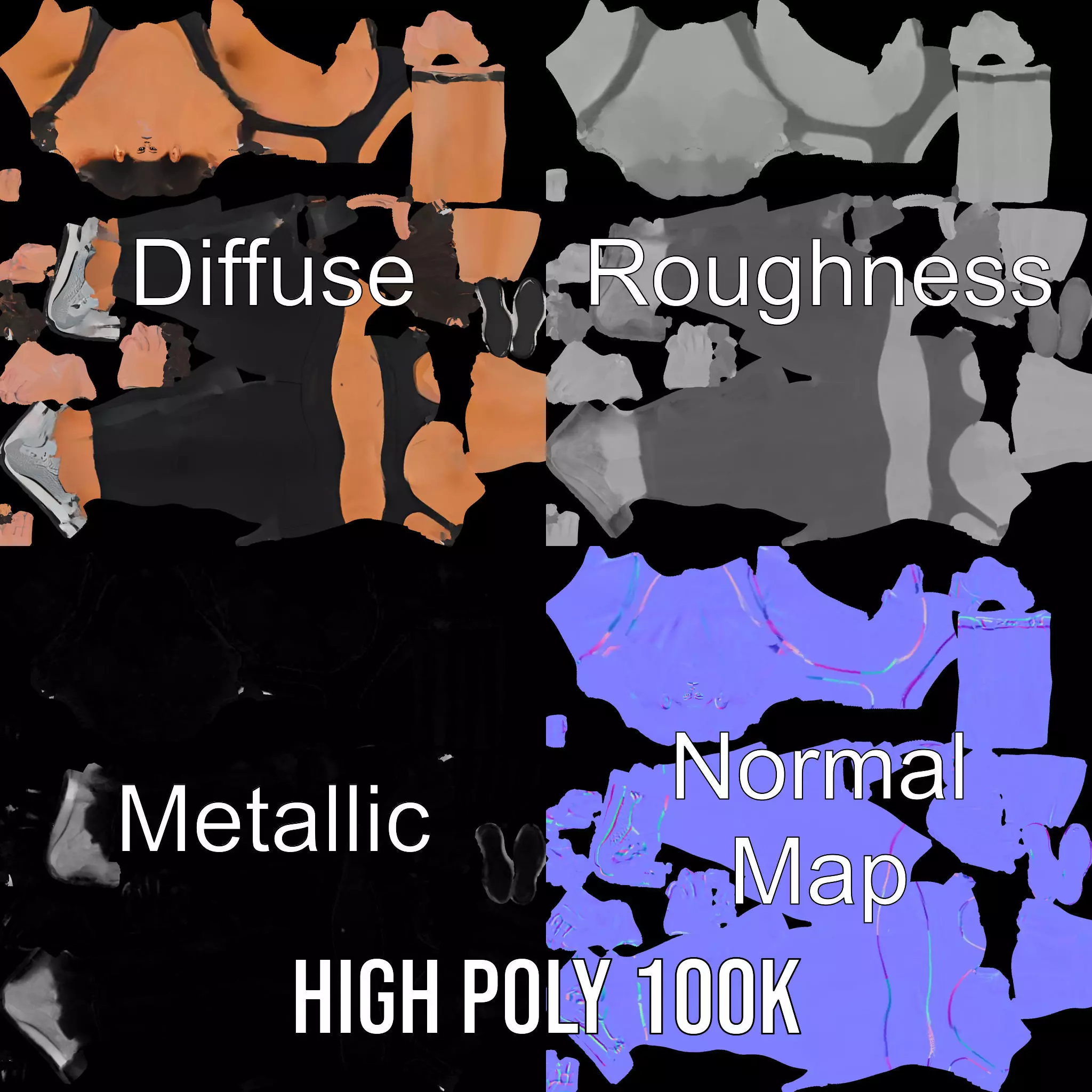 Athletic Fitness Woman model pack Low-poly 3D model_3