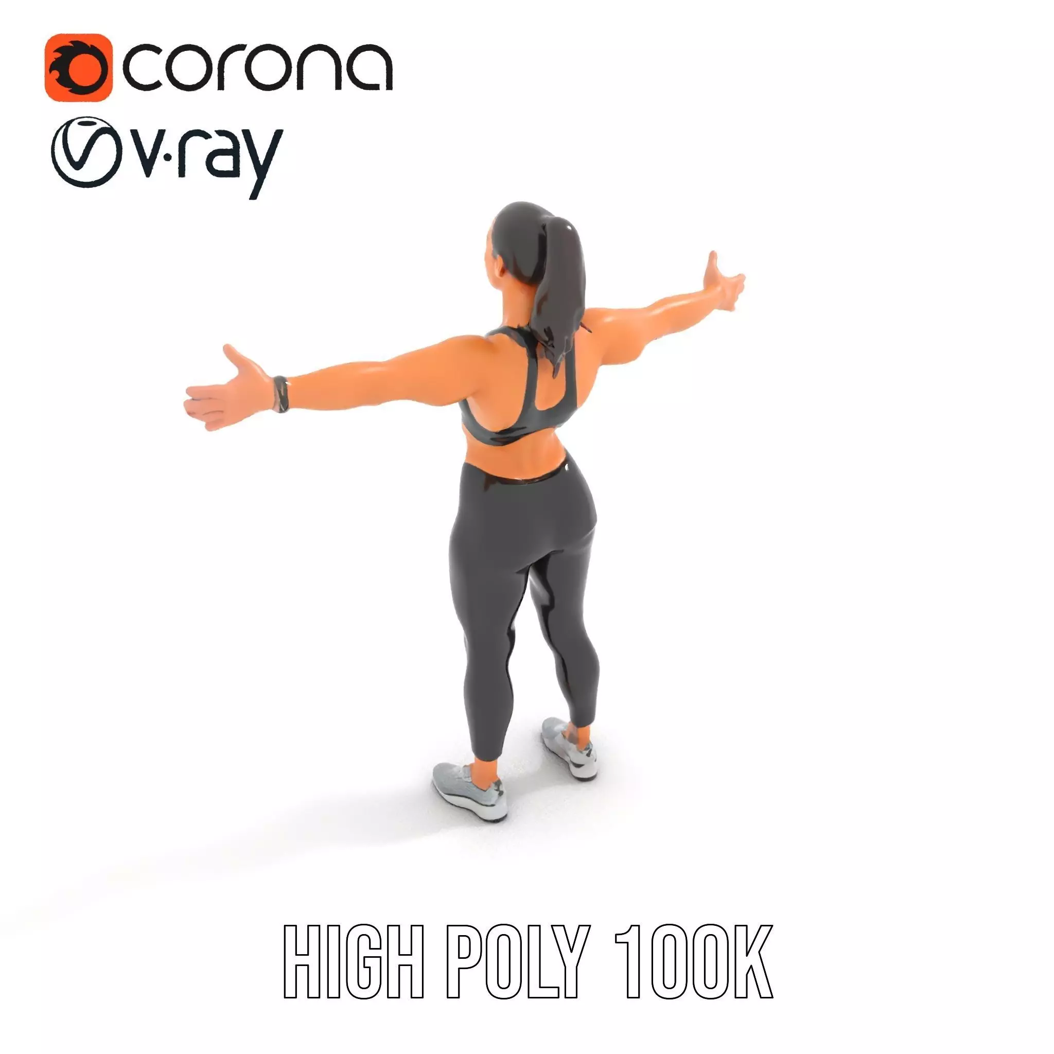 Athletic Fitness Woman model pack Low-poly 3D model_31