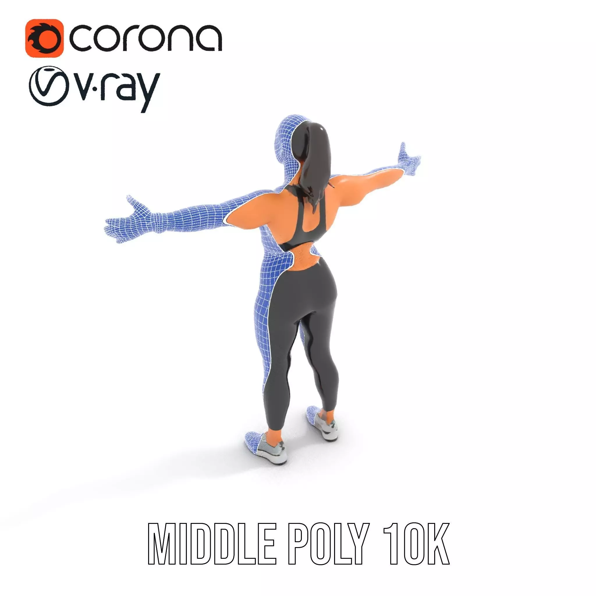 Athletic Fitness Woman model pack Low-poly 3D model_16