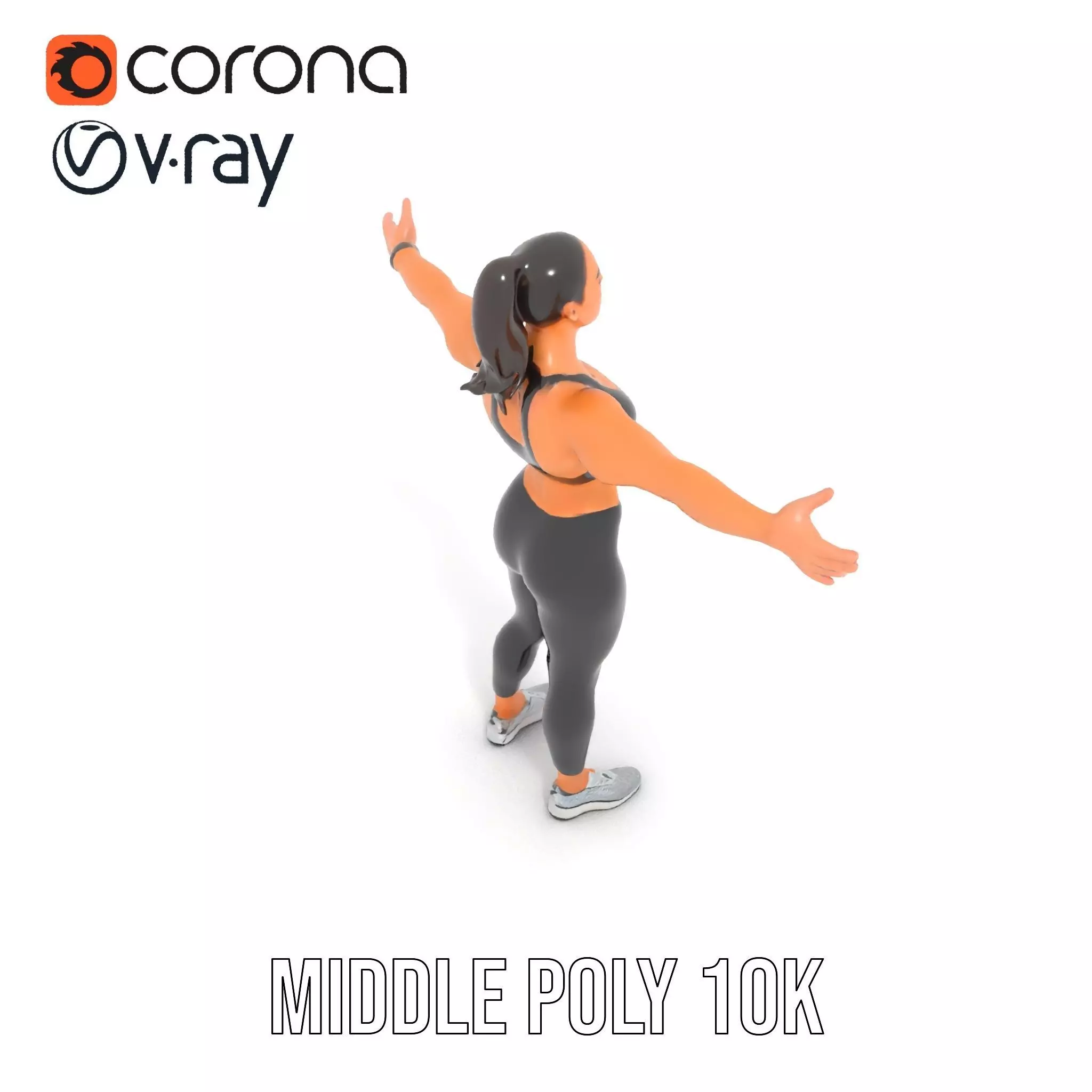 Athletic Fitness Woman model pack Low-poly 3D model_24