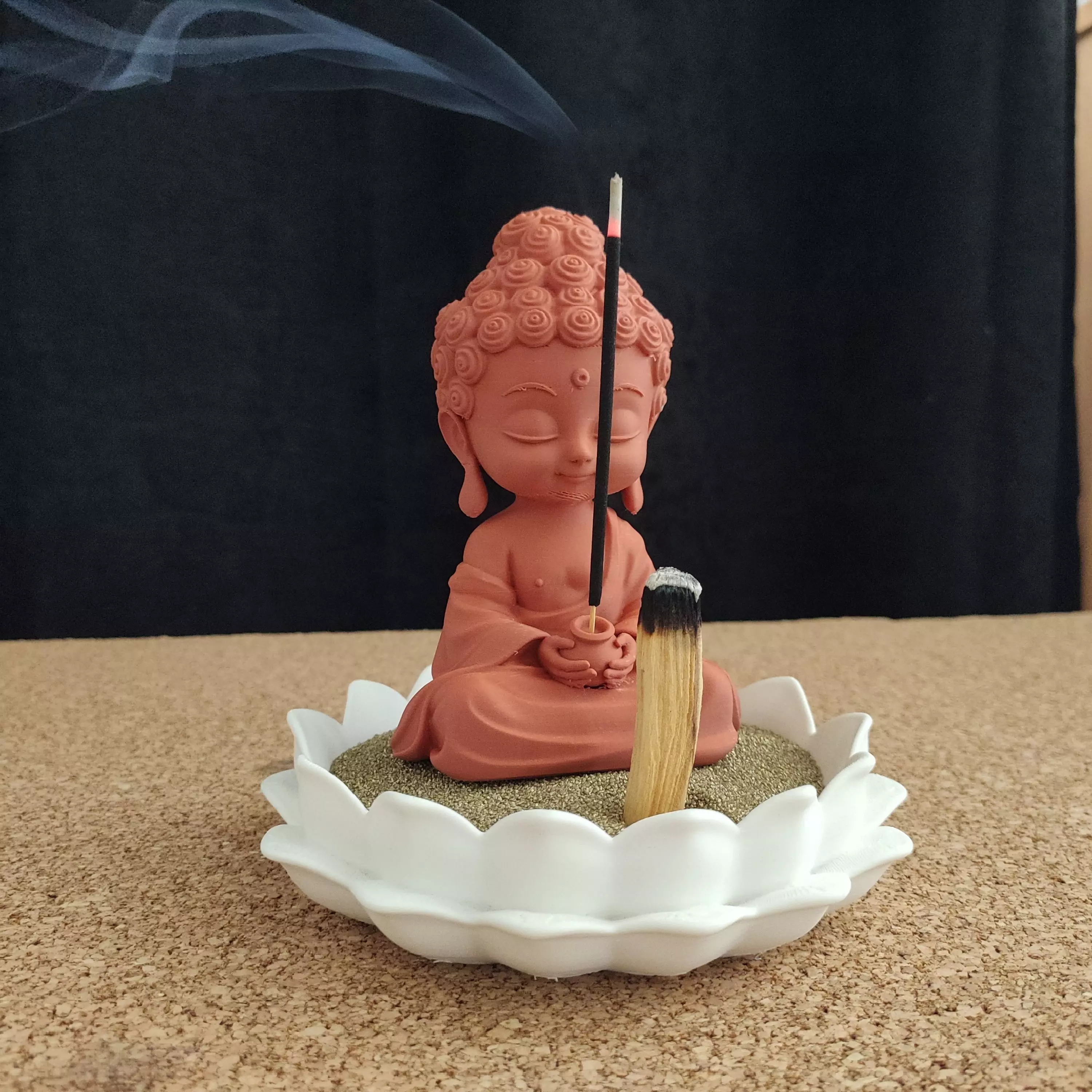 Buddha Lotus Sand Incense Holder  3D print model_6