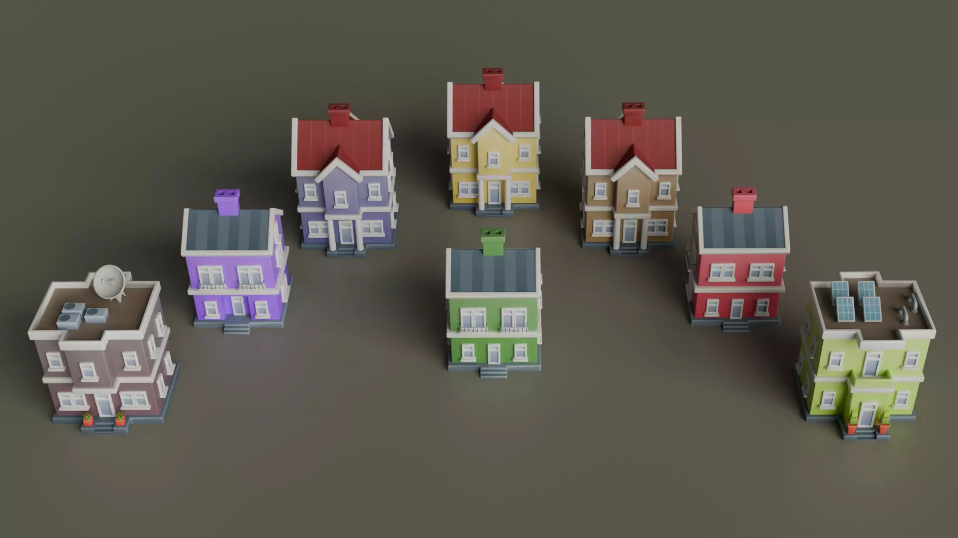 Cartoon City Pack Stylized Modular Town Environment Low-poly 3D model_4