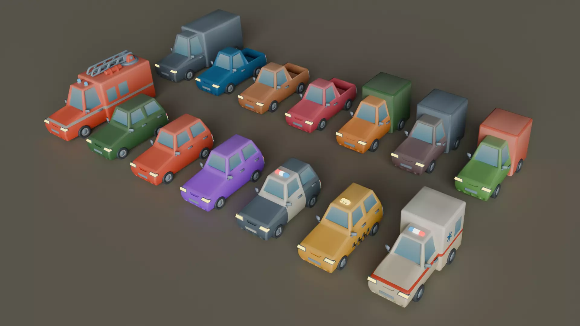 Cartoon City Pack Stylized Modular Town Environment Low-poly 3D model_8