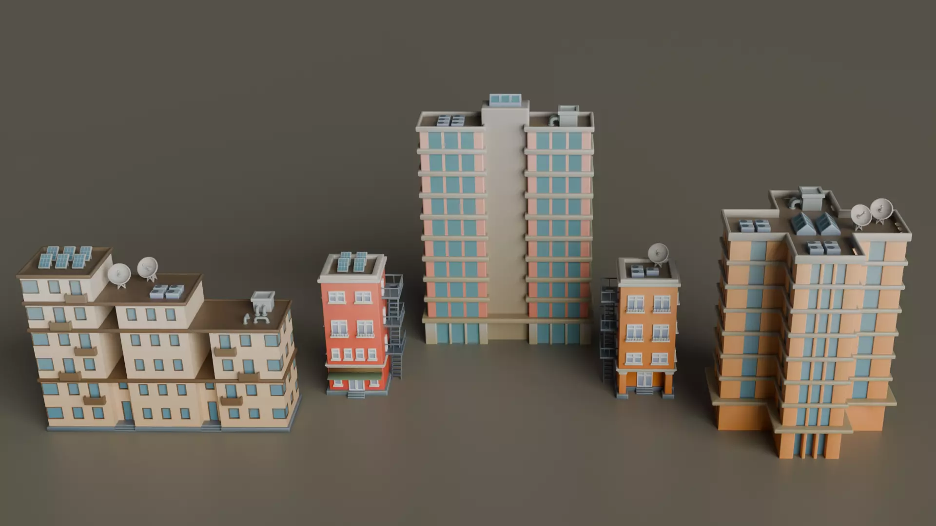 Cartoon City Pack Stylized Modular Town Environment Low-poly 3D model_3