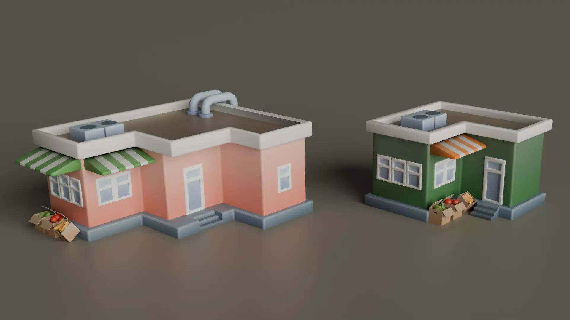 Cartoon City Pack Stylized Modular Town Environment Low-poly 3D model_5