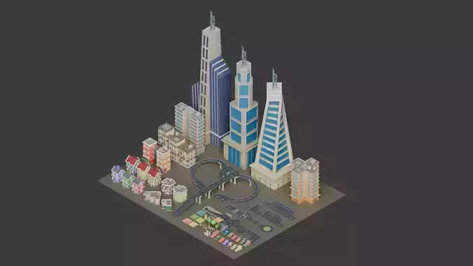 Cartoon City Pack Stylized Modular Town Environment