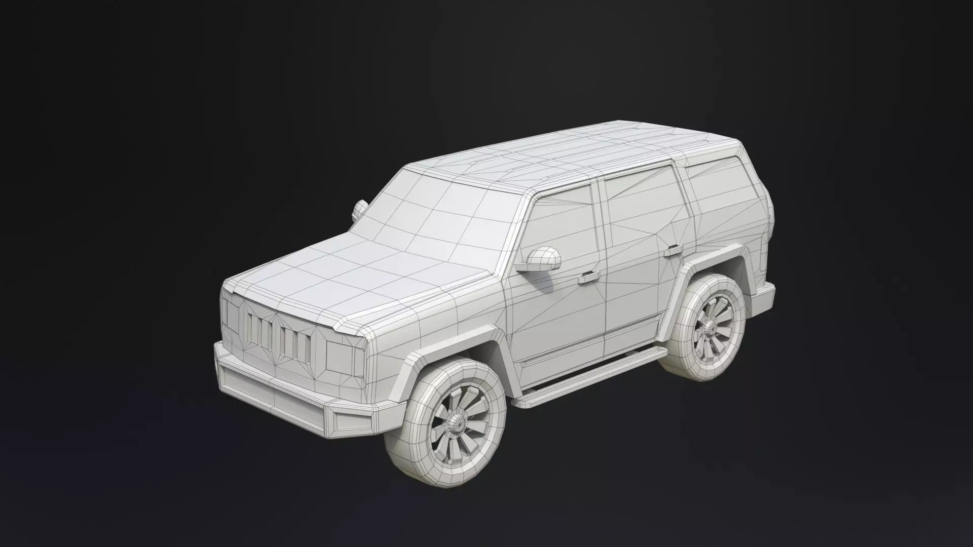 Lowpoly generic Hummer car Low-poly 3D model_10