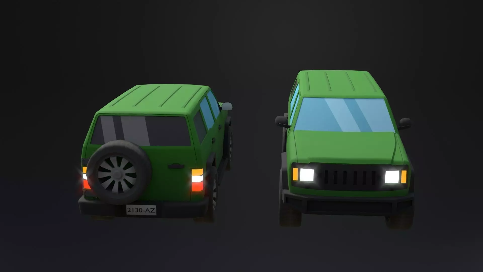 Lowpoly generic Hummer car Low-poly 3D model_7